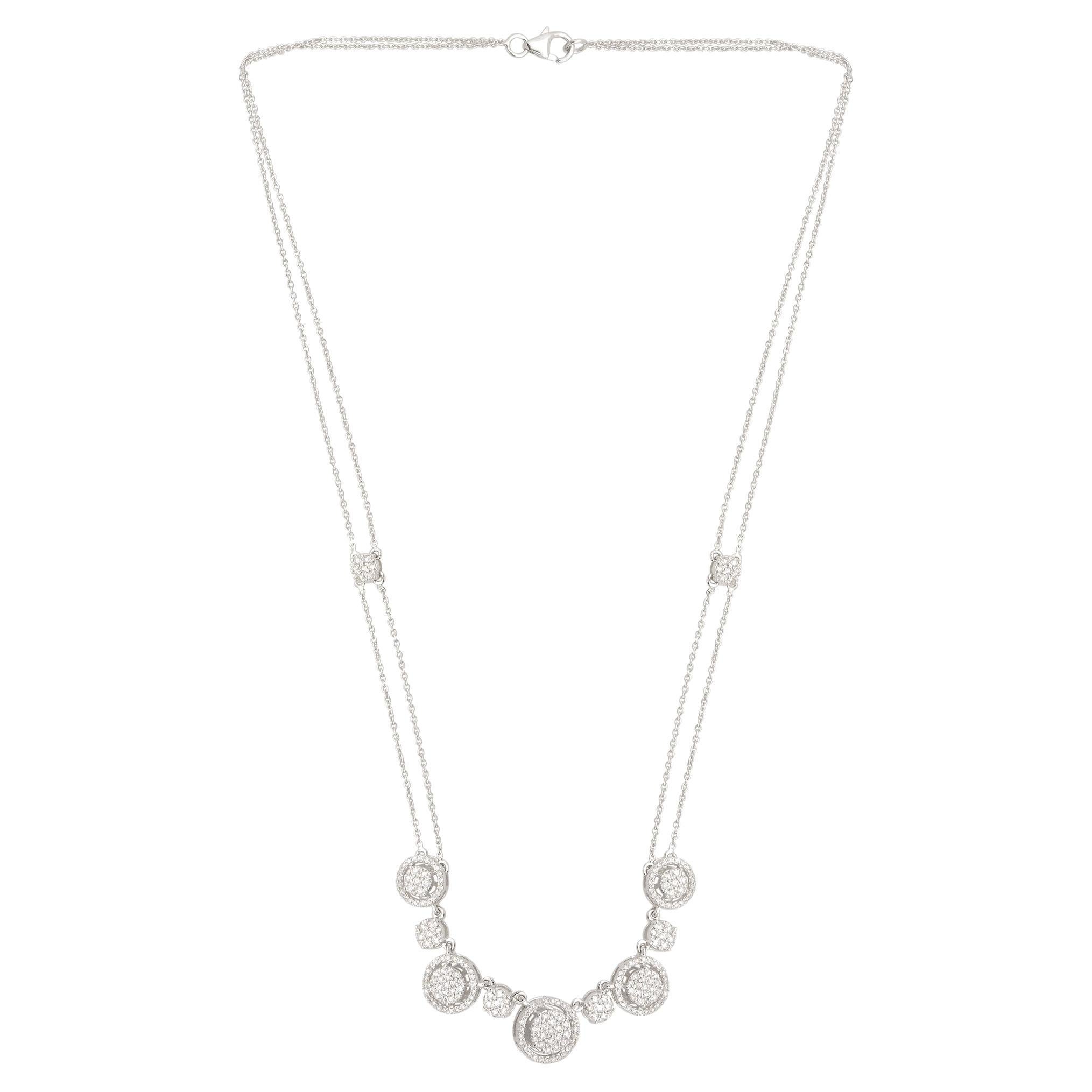 1.65 Ct SI Clarity HI Color Diamond Charm Necklace 14 Karat White Gold Jewelry
