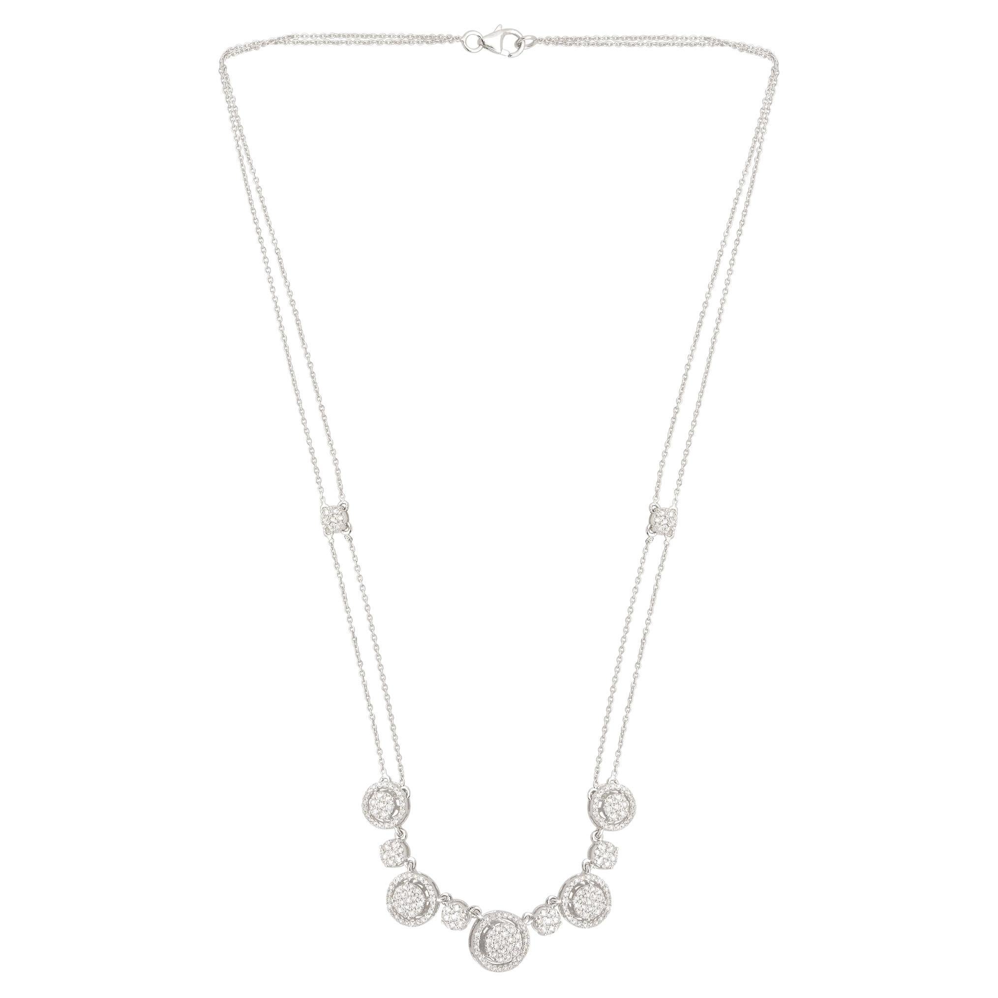 1.65 Ct SI Clarity HI Color Diamond Charm Necklace 14 Karat White Gold Jewelry For Sale