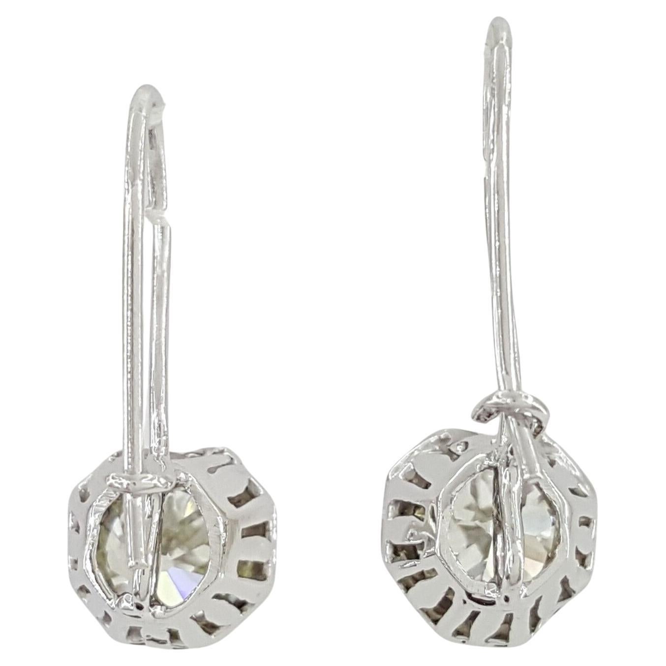 1.65 ct Total Weight Natural Old European Cut Diamond Dangle/Drop Earrings  In New Condition For Sale In Rome, IT