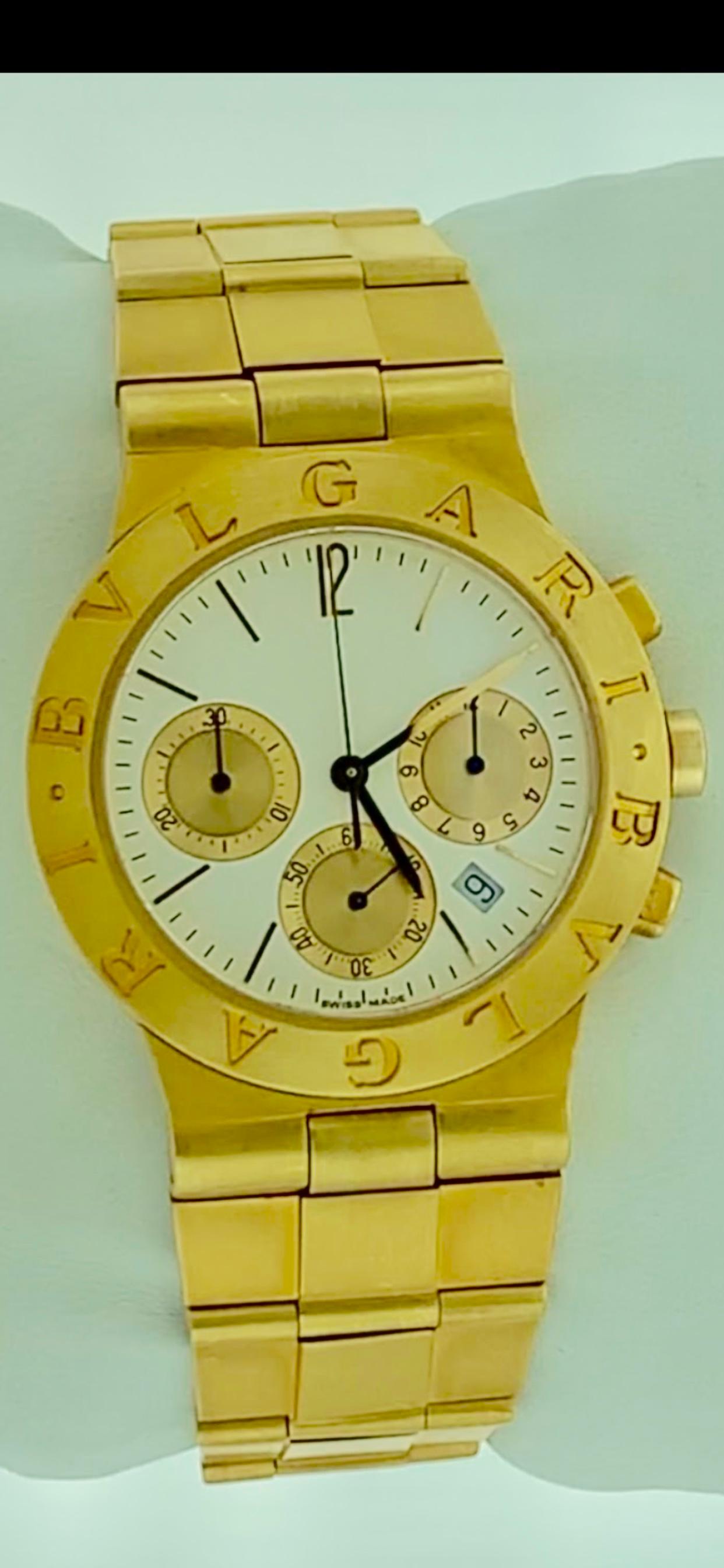 165 Gm 18 Karat Yellow Gold Bvlgari Chrono Watch Unisex Bvlgari Logo Watch 2