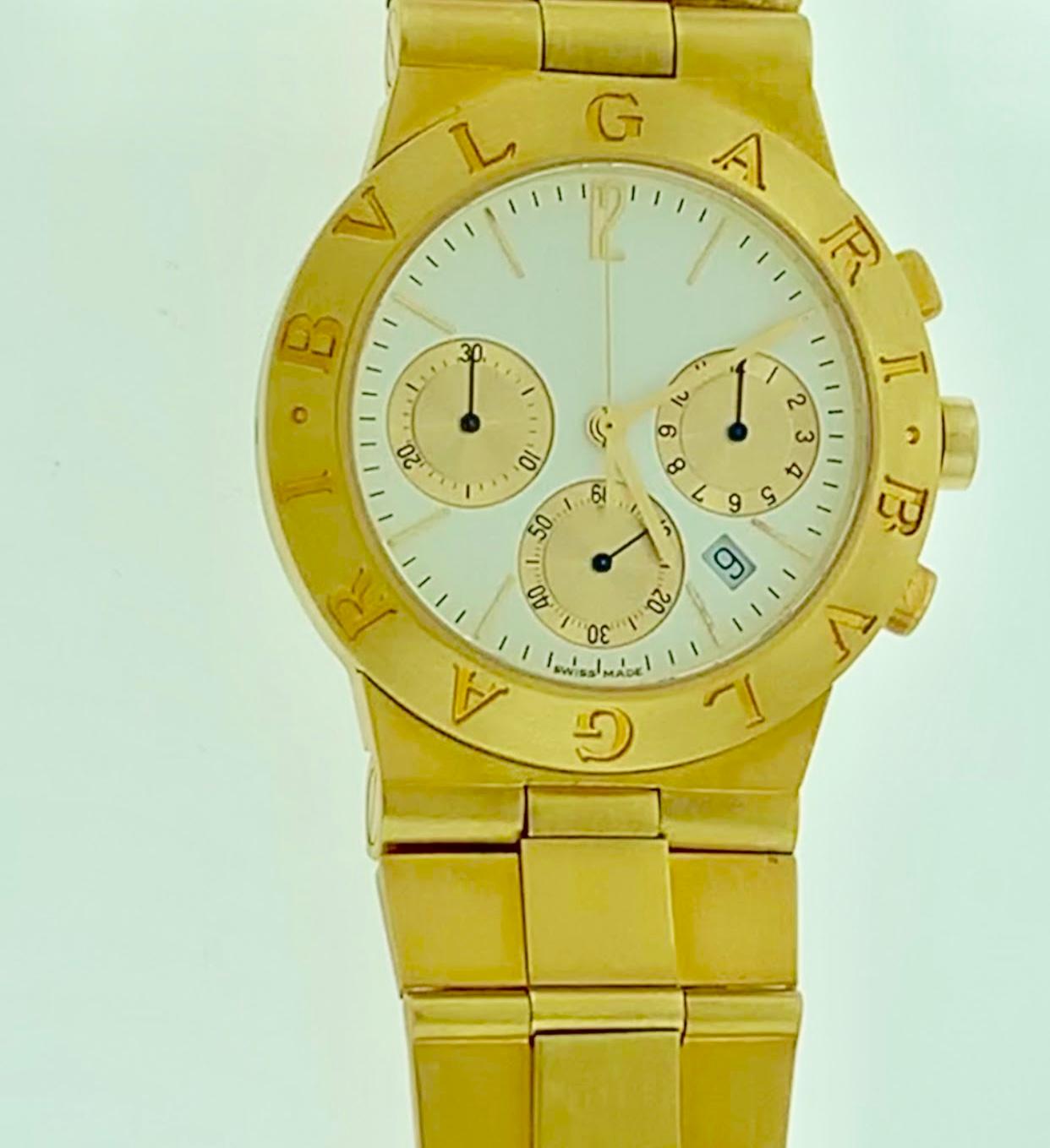 165 Gm 18 Karat Yellow Gold Bvlgari Chrono Watch Unisex Bvlgari Logo Watch 3