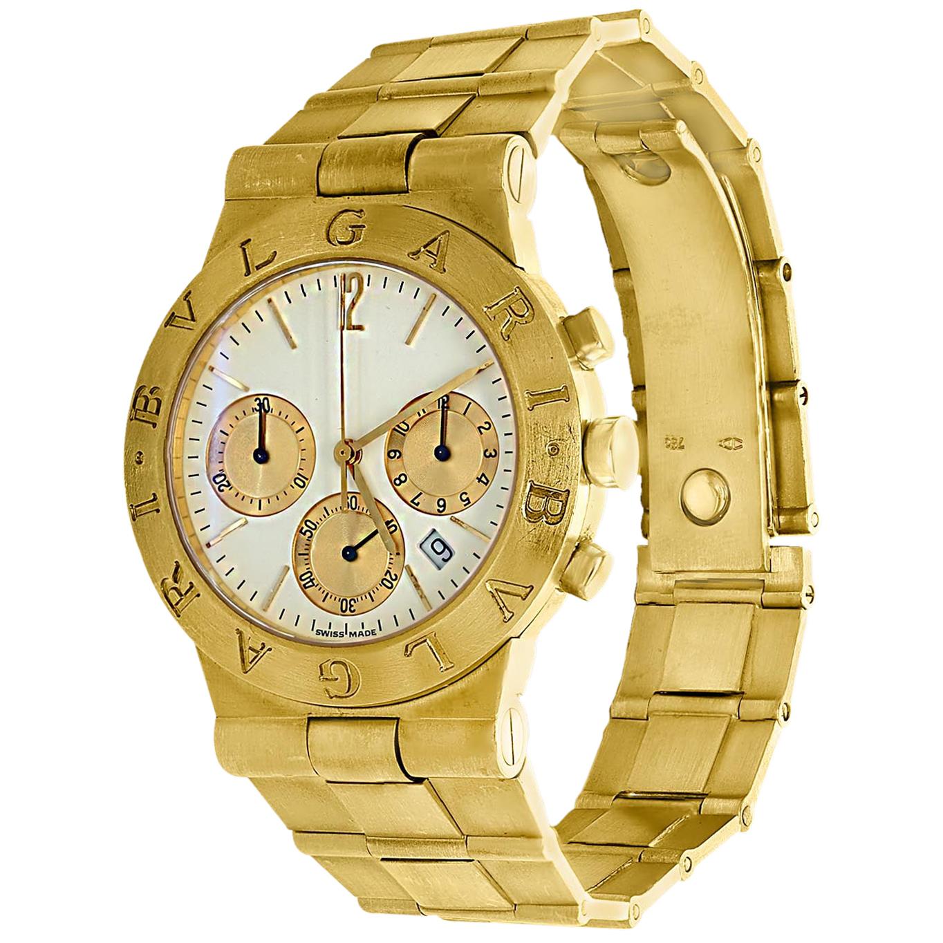 165 Gm 18 Karat Yellow Gold Bvlgari Chrono Watch Unisex Bvlgari Logo Watch