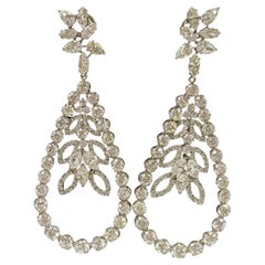 16.50 Carat Diamond Teardrop Earrings in 18 Karat White Gold