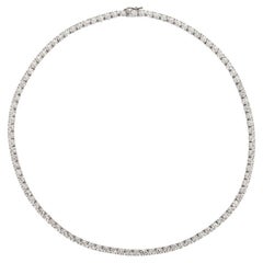 16.50 Carat Natural Diamond Tennis Necklace G SI 14K White Gold