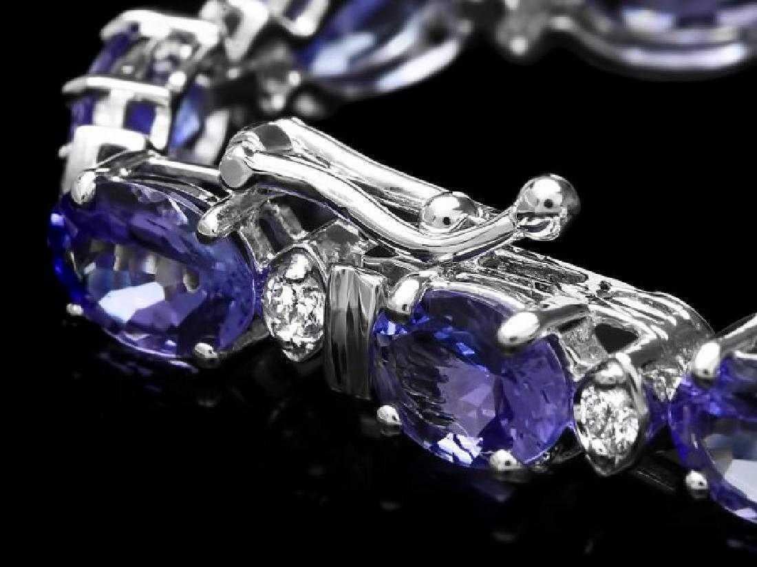 Mixed Cut 16.50 Carat Natural Tanzanite and Diamond 14 Karat Solid White Gold Bracelet For Sale