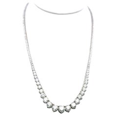 16.50 Carat Round Brilliant Diamond 18 Karat White Gold Riviera Necklace