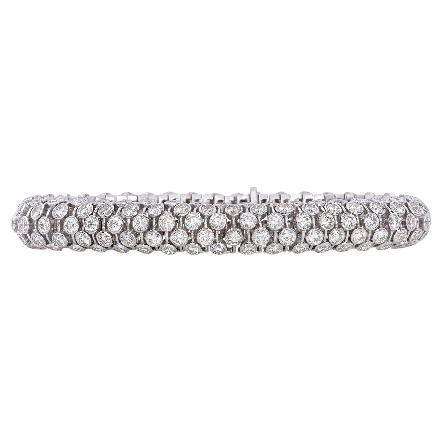 16.50 Carat Serpent Diamond Bracelet 18K White Gold For Sale