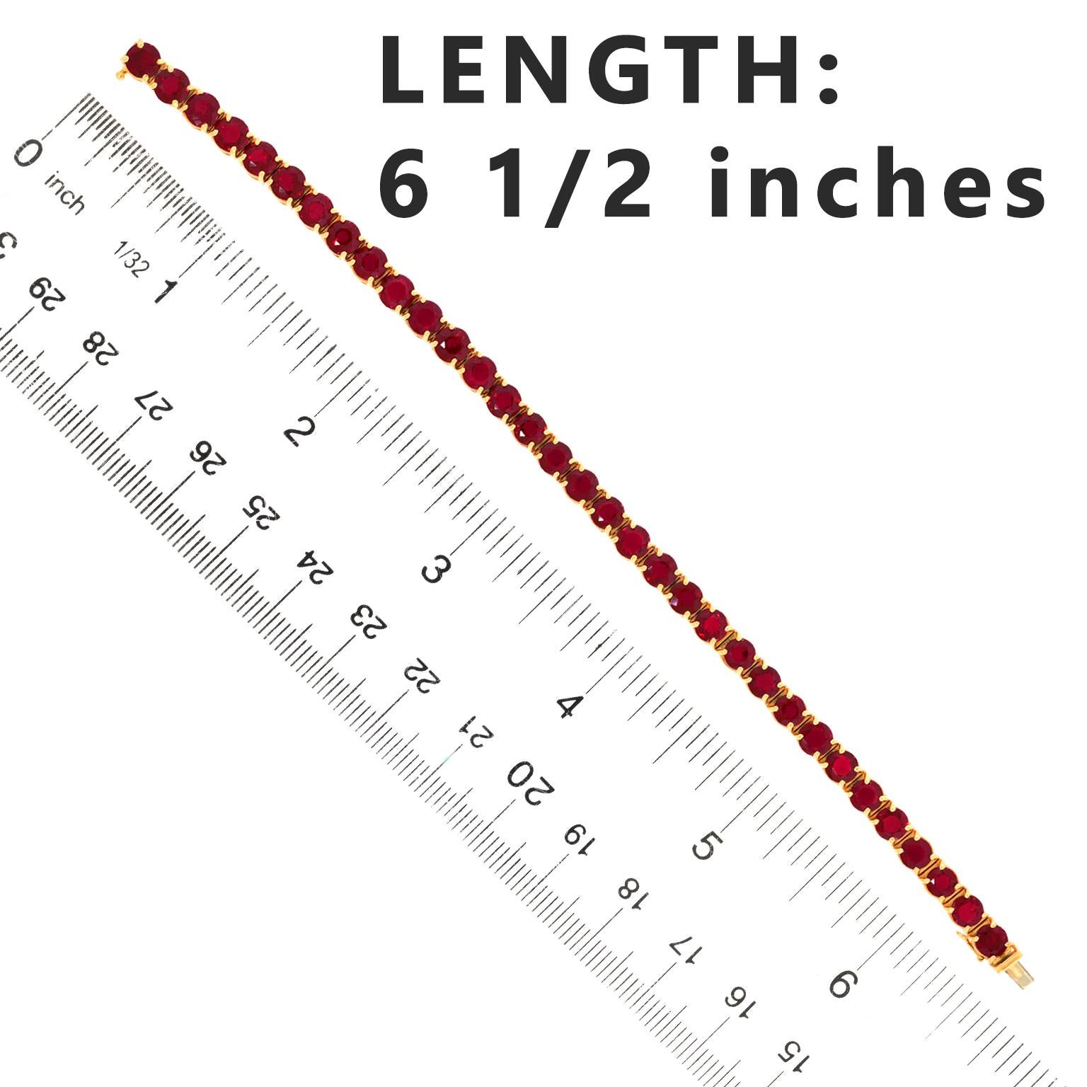 16.50-Carats Ruby Line Bracelet 18k c1970s For Sale 1
