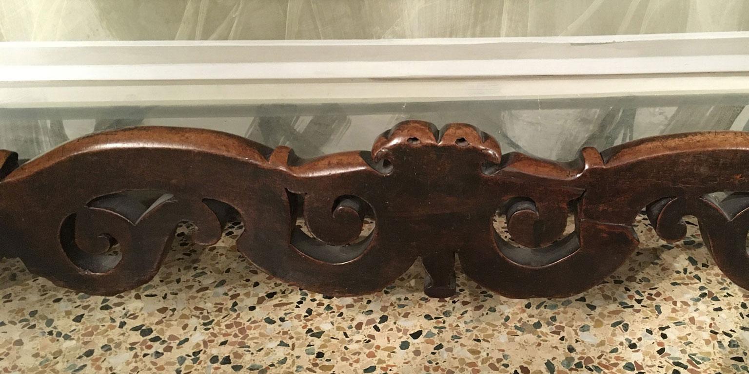 1650 Italy Solid Baroque Walnut Dining Table or Console For Sale 7
