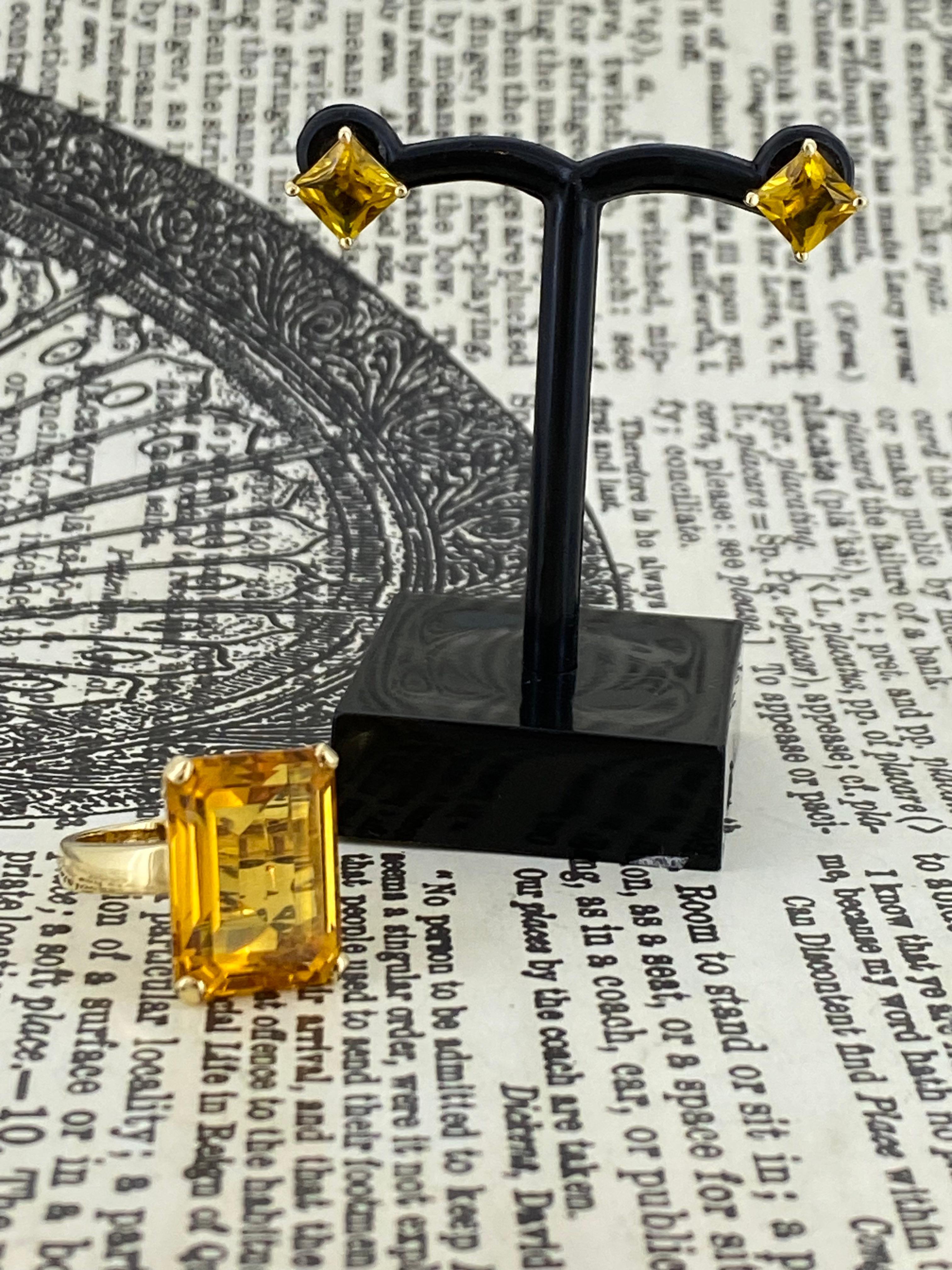 12,80 Karat natürlicher Madeira- Citrin 18K Gelbgold Set: Ring & Ohrstecker 4