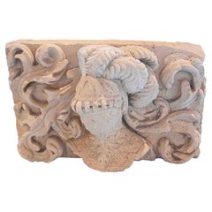 1650s Top of Hand-carved Stone Shield of Helmet and Rocailles