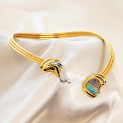 16.51 Carat Boulder Opal, Diamond, 18K Gold & Platinum Collier Necklace