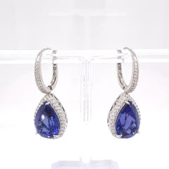 16.51 Carat Pear Tanzanite Diamond Drop Earrings
