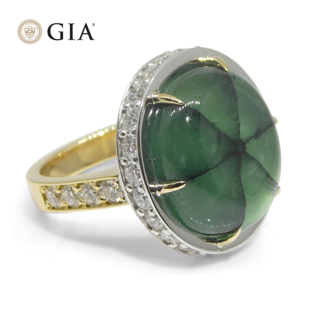 16,51 Karat Trapiche Grüner Smaragd (F1), Diamant-Statement-Ring aus 18 Karat Gold im Angebot 4