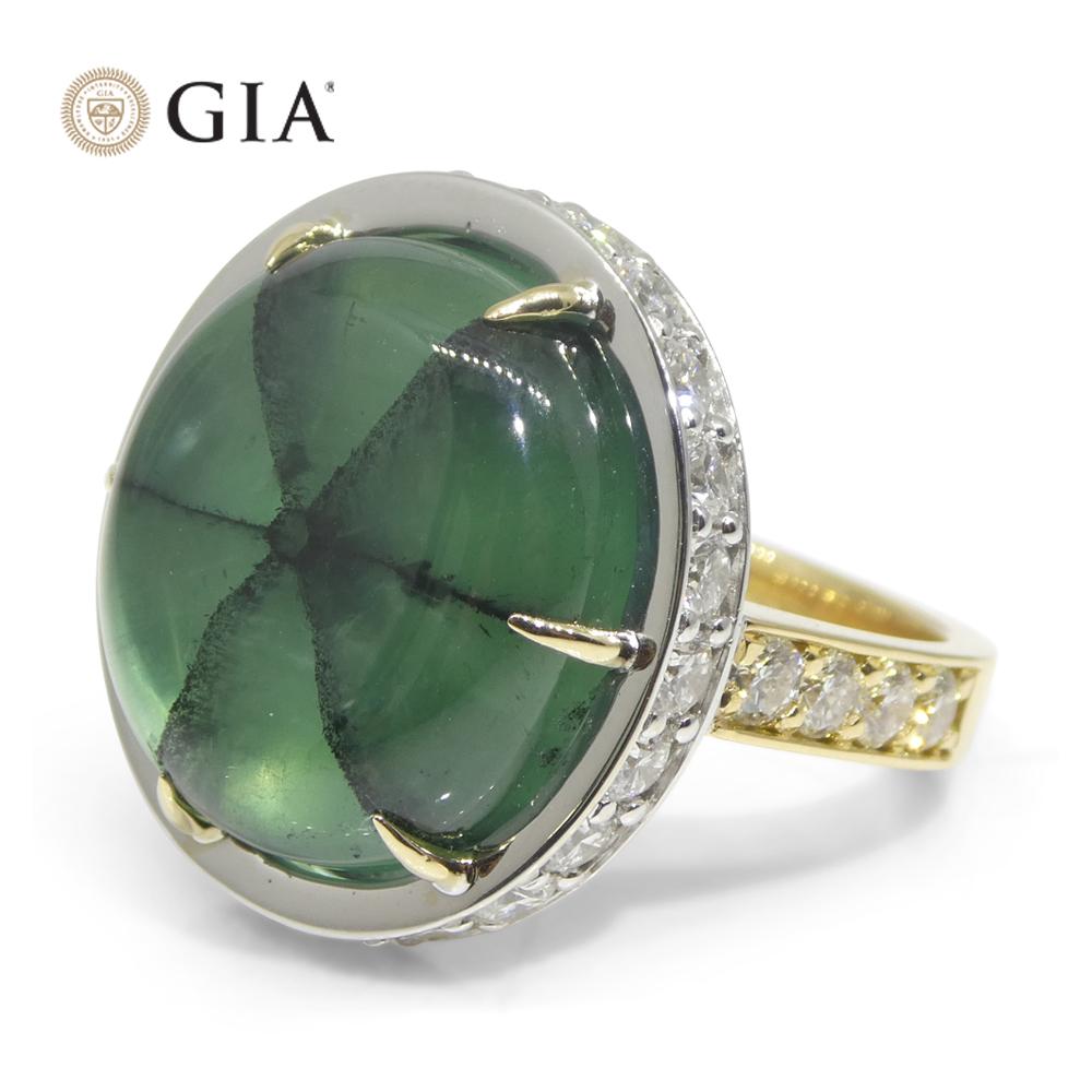 16,51 Karat Trapiche Grüner Smaragd (F1), Diamant-Statement-Ring aus 18 Karat Gold (Zeitgenössisch) im Angebot