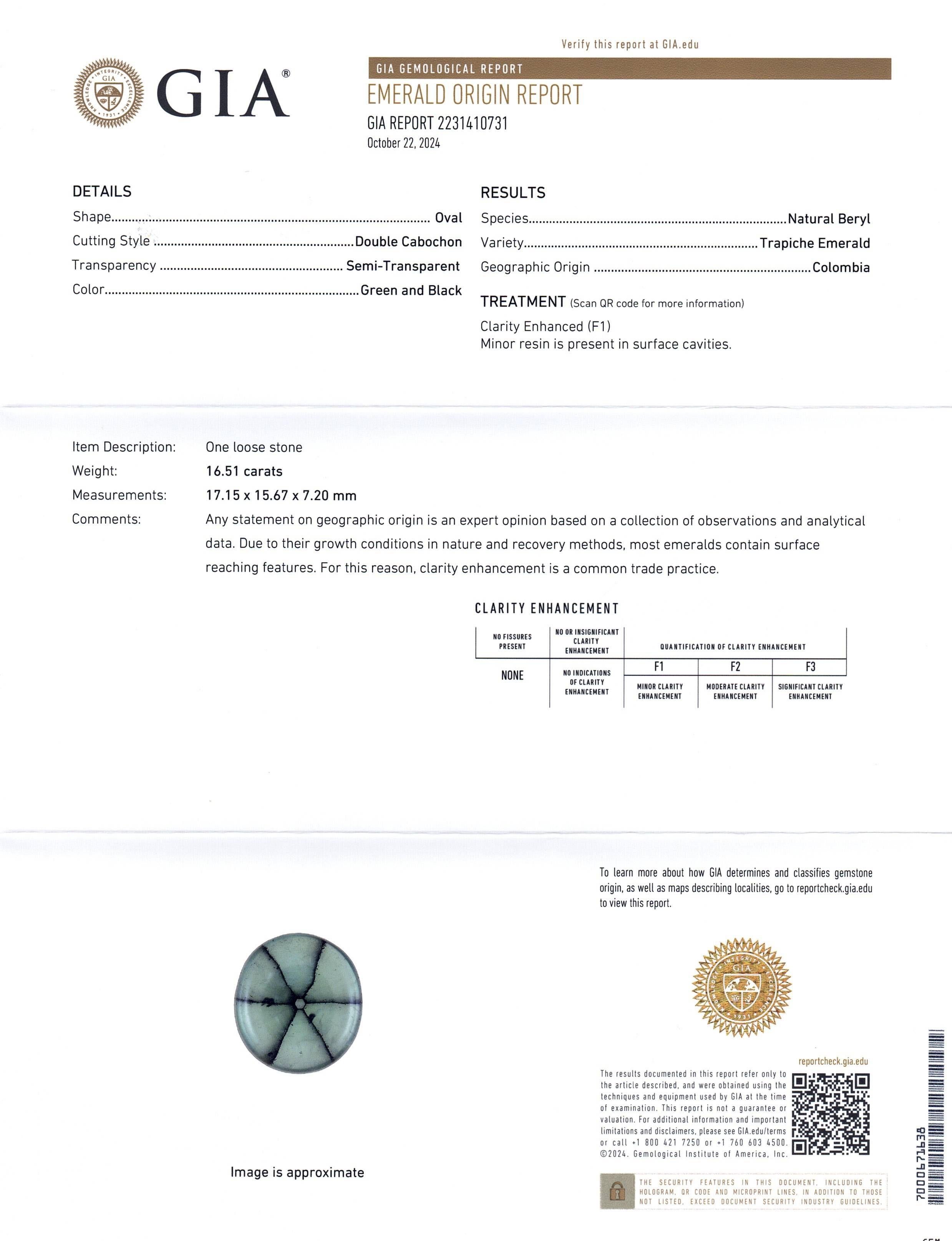 16,51 Karat Trapiche Grüner Smaragd (F1), Diamant-Statement-Ring aus 18 Karat Gold im Zustand „Neu“ im Angebot in Toronto, Ontario