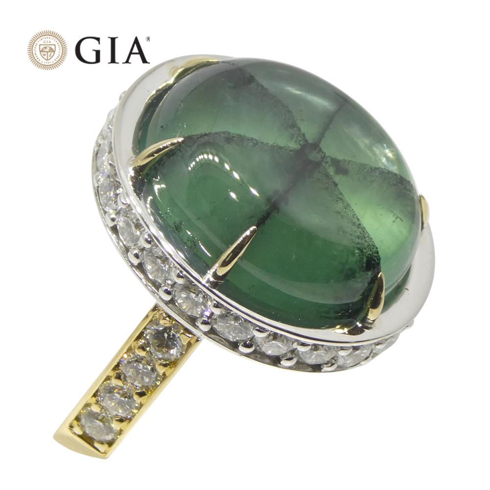 16,51 Karat Trapiche Grüner Smaragd (F1), Diamant-Statement-Ring aus 18 Karat Gold im Angebot 1