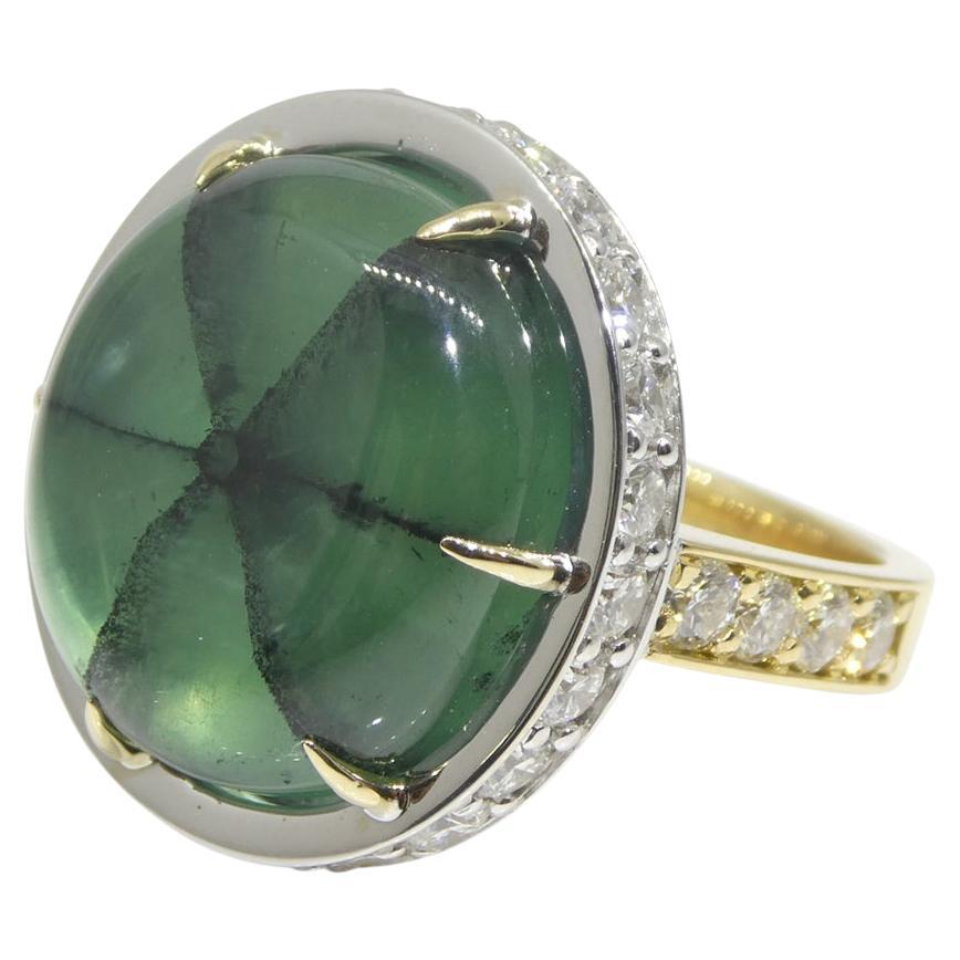 Anello con smeraldo verde trapiche (F1) e diamanti da 16,51 carati in oro 18 carati