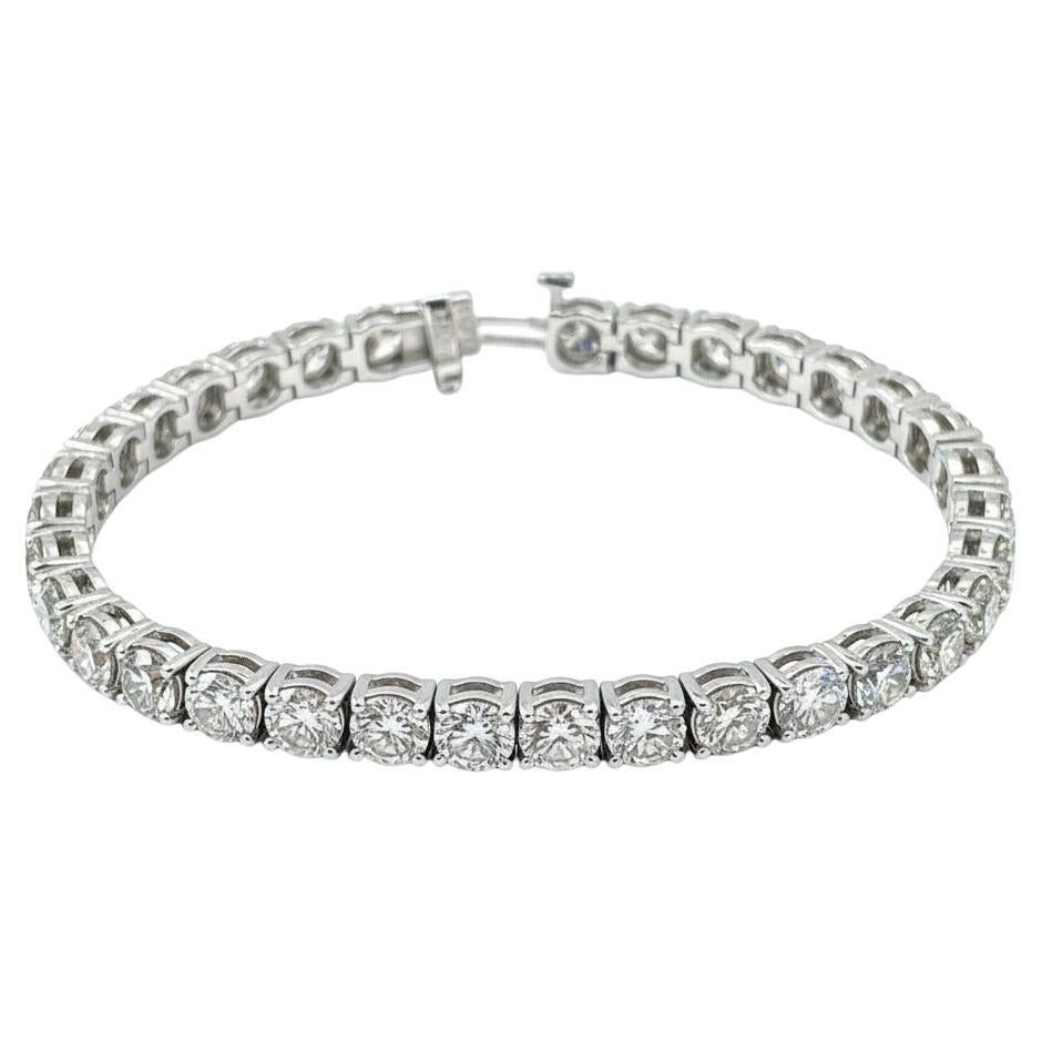 Pulsera de tenis con diamantes redondos brillantes de 16,52 quilates en oro blanco de 14 quilates