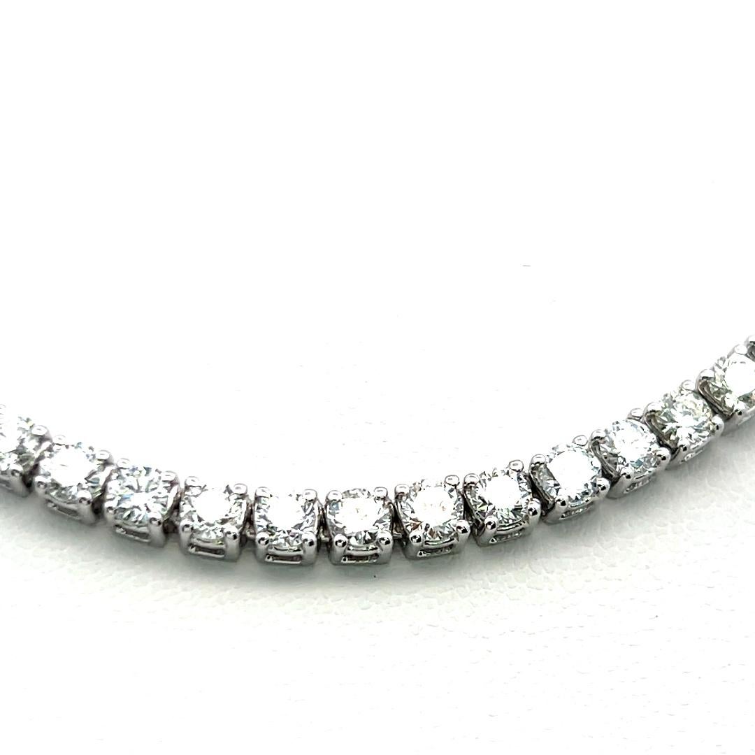 16,52 Karat Runder Brillant G VS Diamant 14 Karat Weißgold Riviera Halskette Damen im Angebot