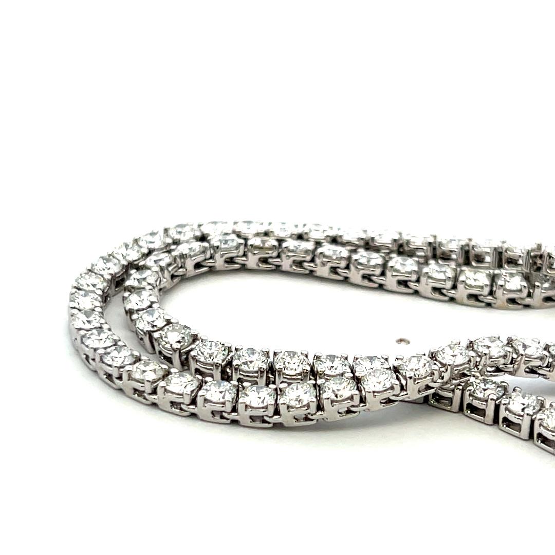 16,52 Karat Runder Brillant G VS Diamant 14 Karat Weißgold Riviera Halskette im Angebot 3