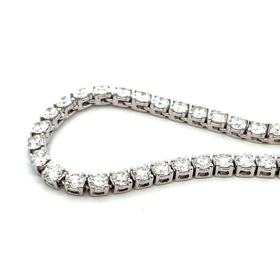 16,52 Karat Runder Brillant G VS Diamant 14 Karat Weißgold Riviera Halskette im Angebot 4