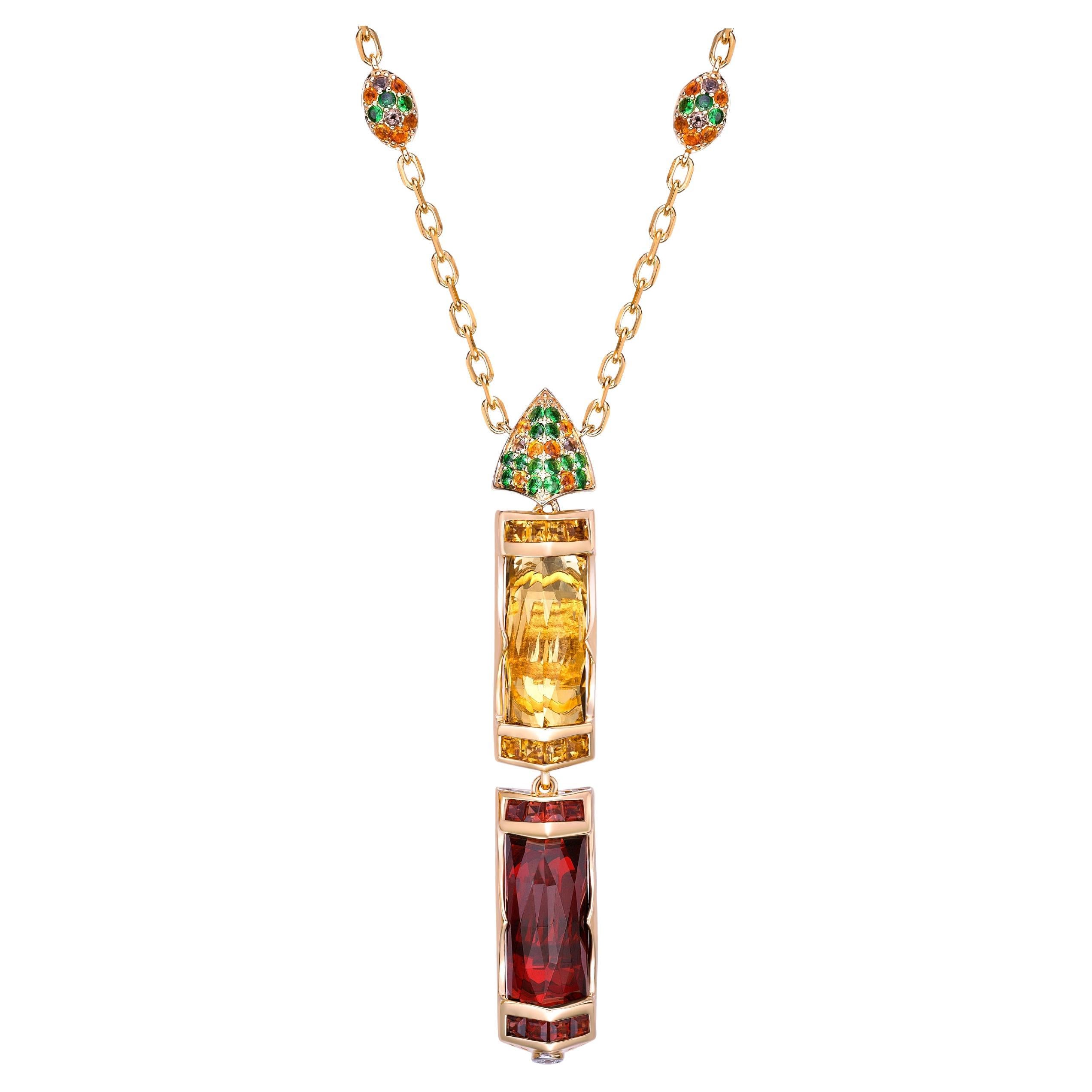 Sunita Nahata Granate, Cuarzo Miel 16,53ct. Colgante en 18KYG con Piedras Preciosas. en venta