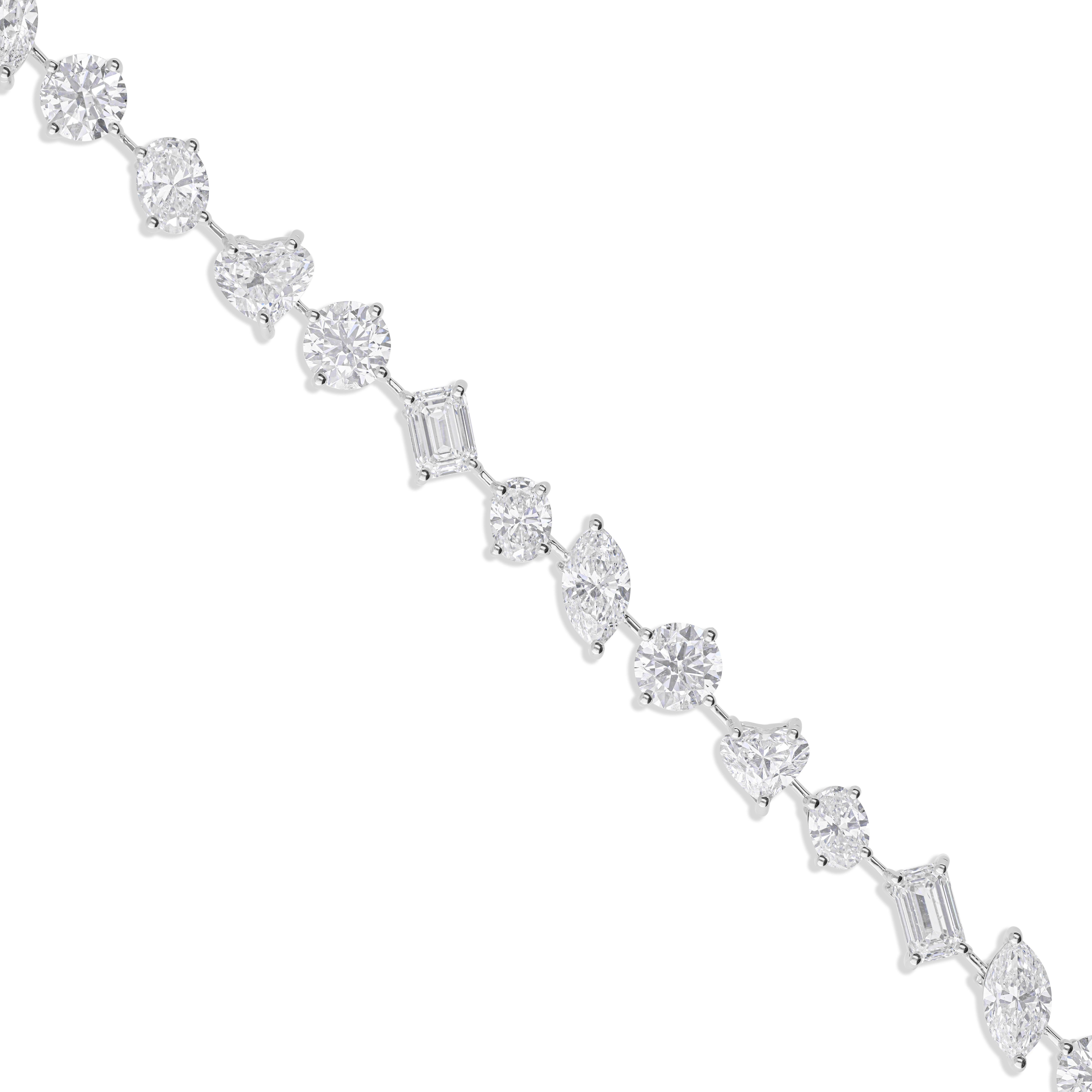 Diamante talla mixta SI/HI de 16,53 quilates Pulsera de tenis de oro blanco de 14 quilates Joyería fina Corte mixto en venta