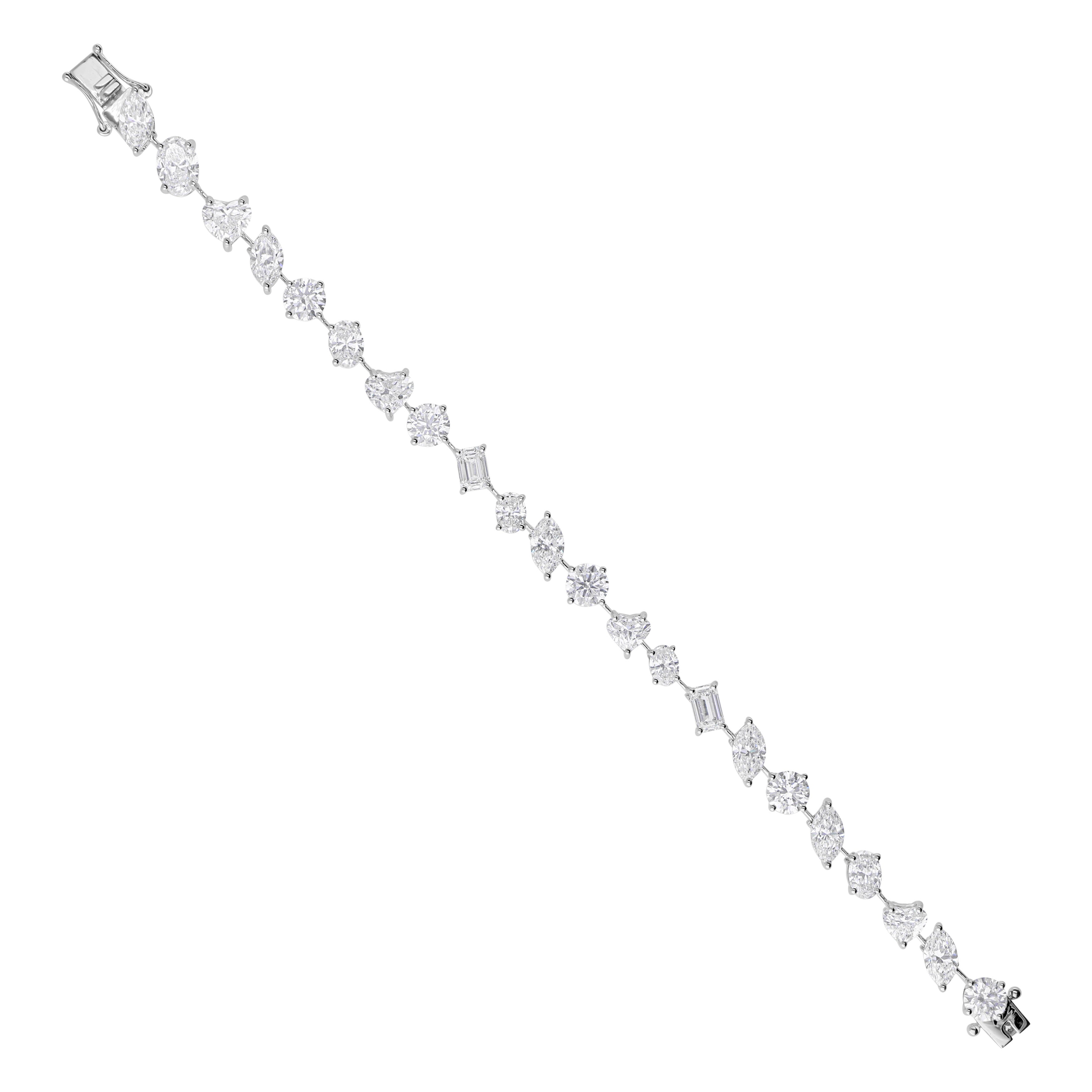 16.53 Carat SI/HI Mixed Cut Diamond 14K White Gold Tennis Bracelet Fine Jewelry