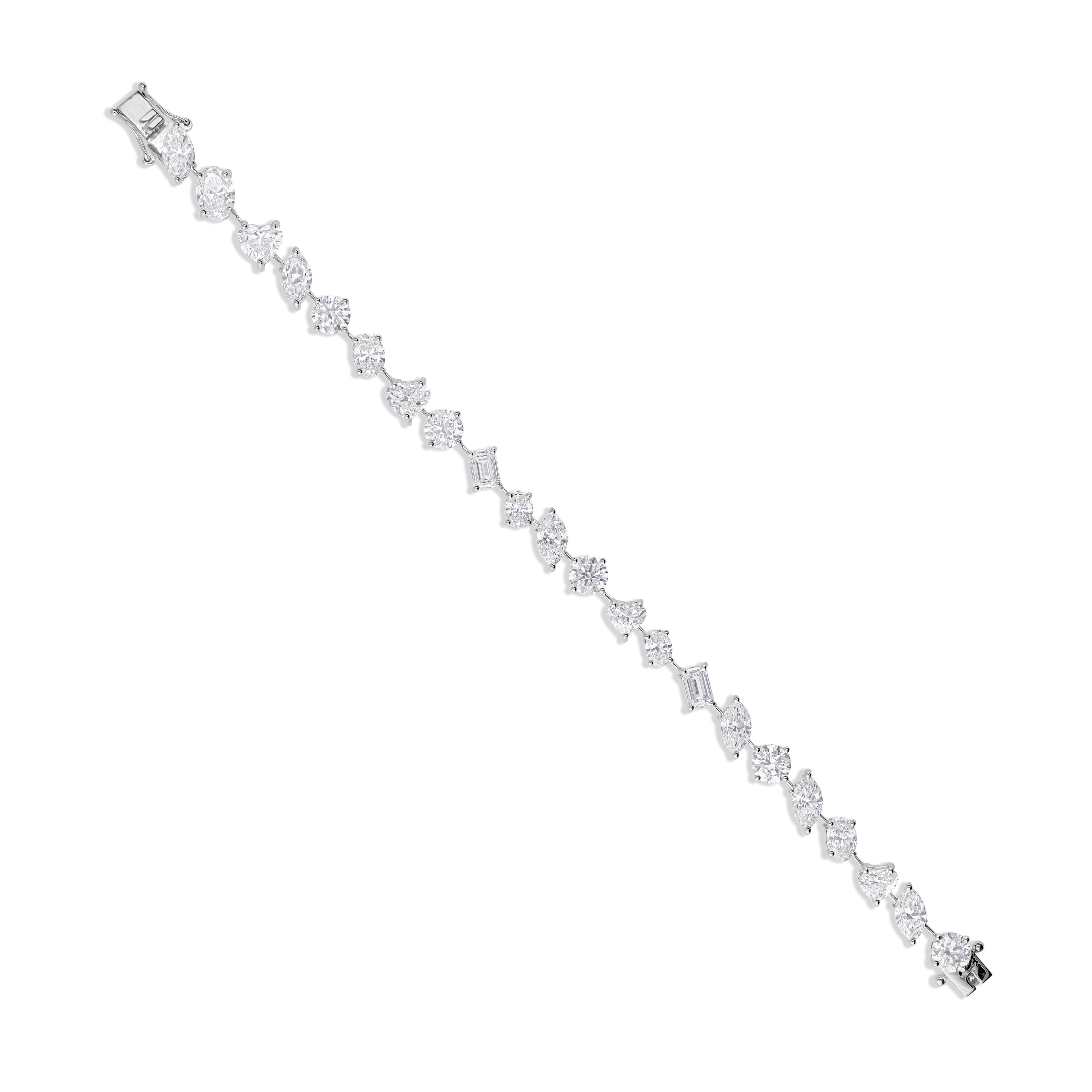 Diamante talla mixta SI/HI de 16,53 quilates Pulsera de tenis de oro blanco de 18 quilates Joyería fina en Nuevo estado para la venta en Diera, Dubai