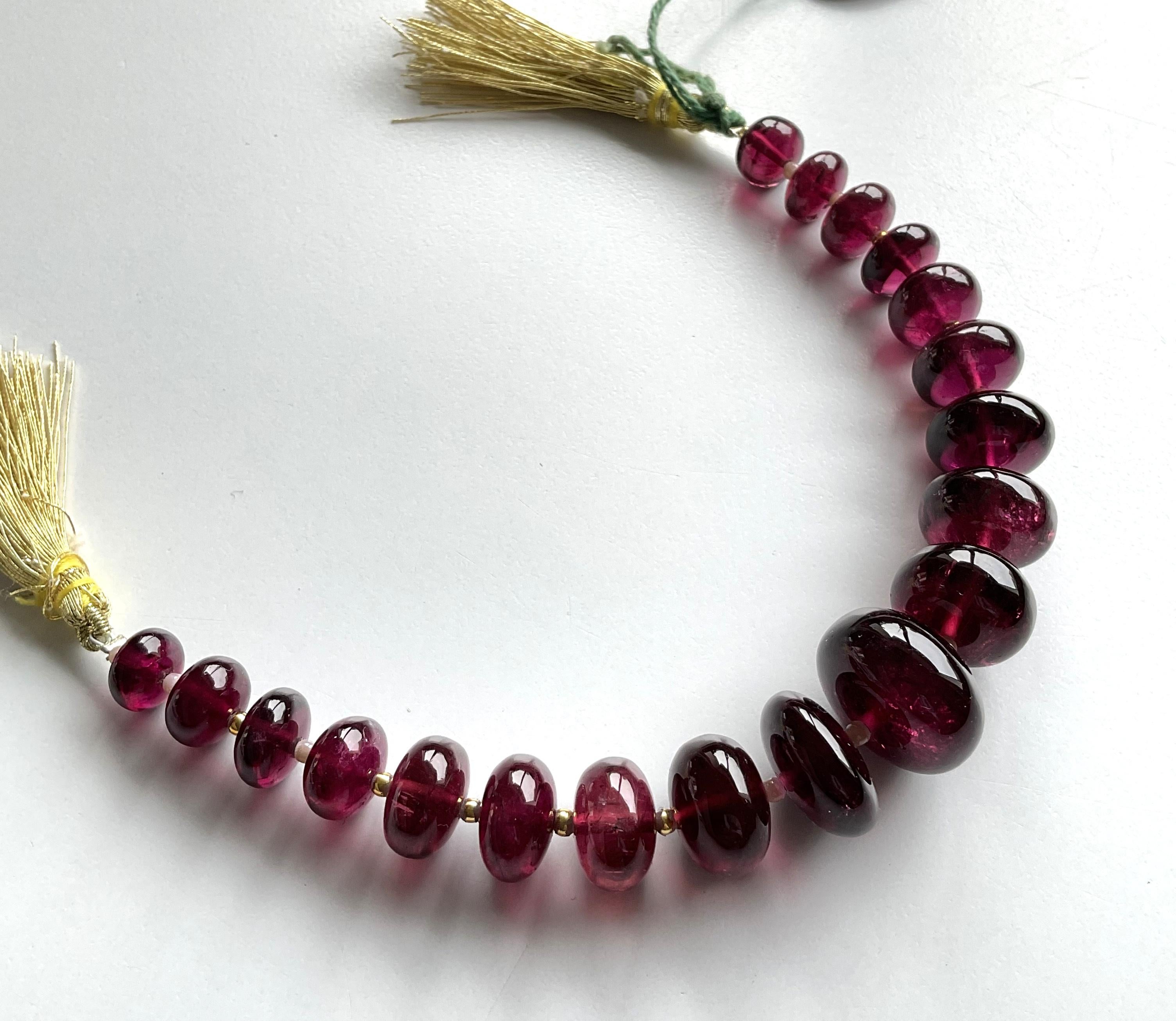 165.30 carats Rubellite Tourmaline round Beads Plain Fine Jewelry Natural Gems In New Condition For Sale In Jaipur, RJ