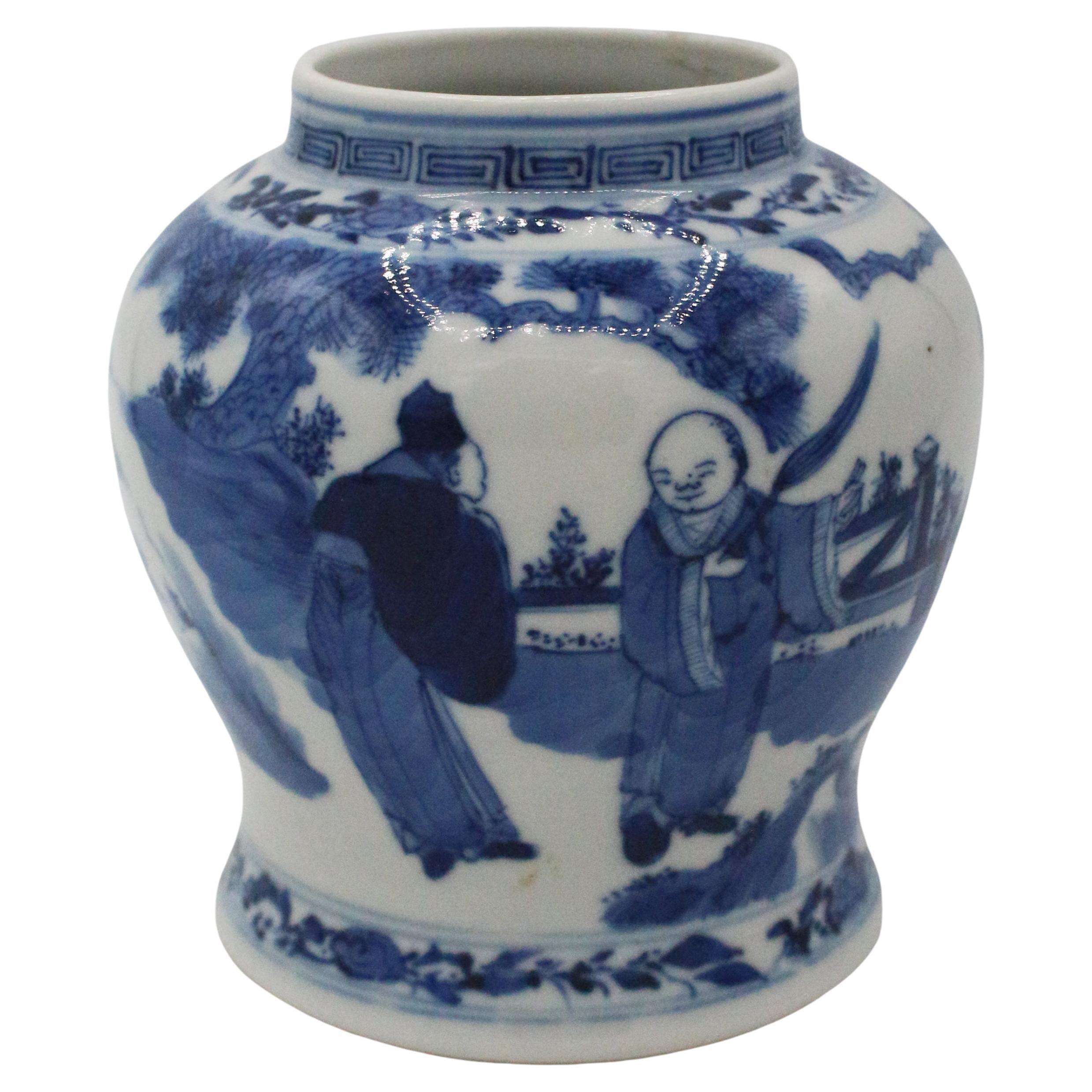 Late 19th Century Kangxi Revival Chinese Porcelain Jar For Sale
