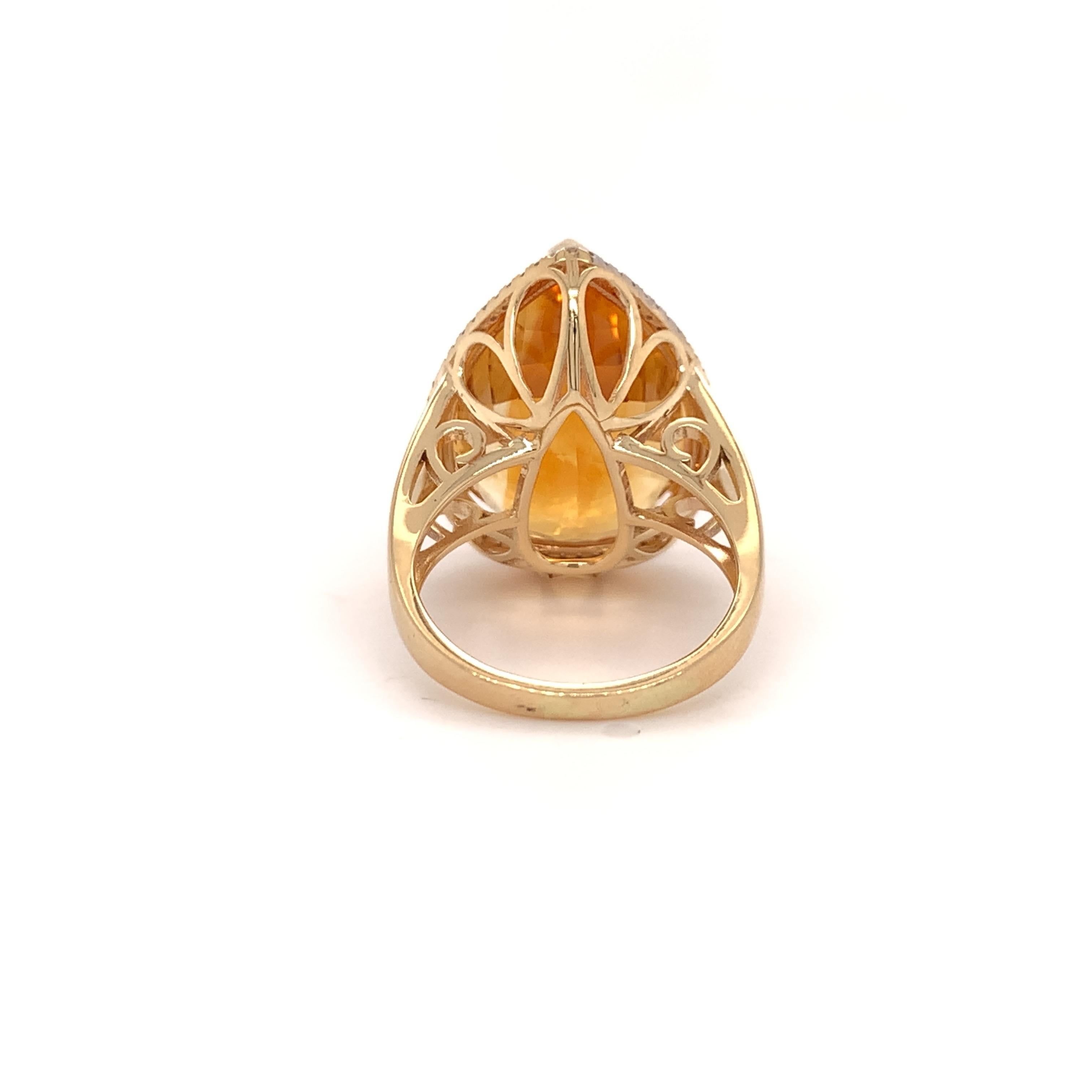 Contemporary 16.54 Carat Citrine Cocktail Ring