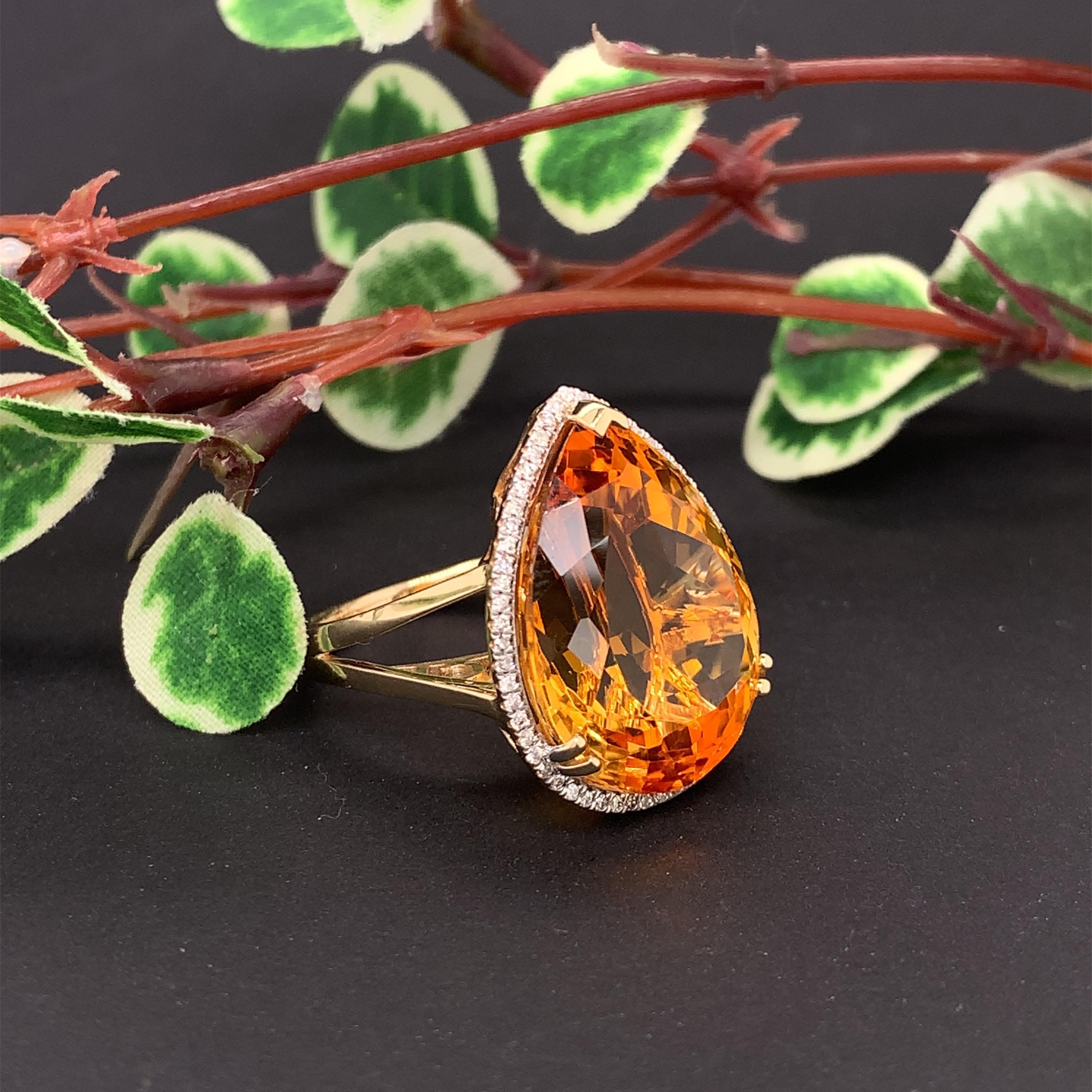 16.54 Carat Citrine Cocktail Ring In New Condition In Richmond, BC