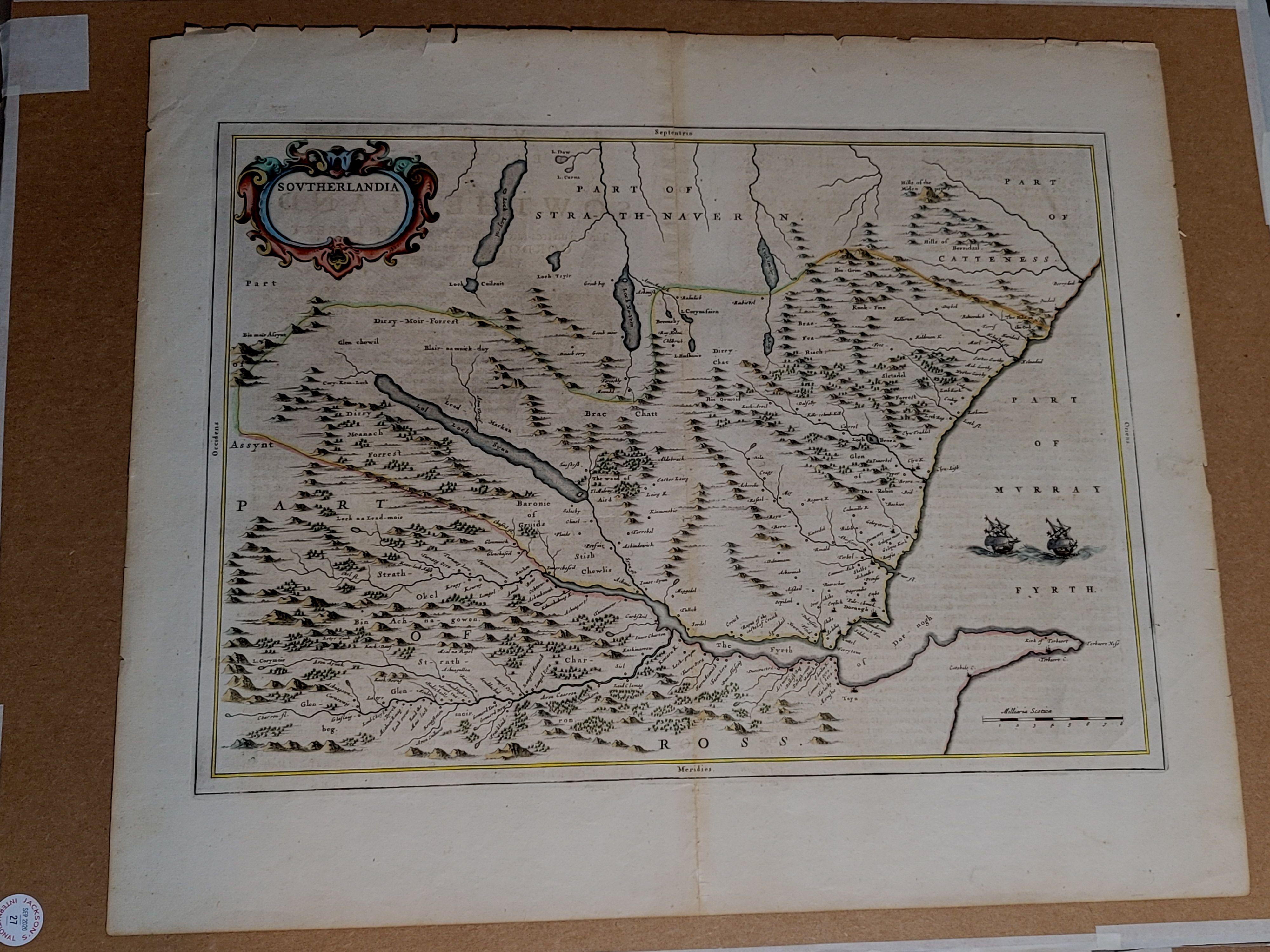 1654 Carte de Joan Blaeu de la 
Sutherland, Écosse, intitulé 
