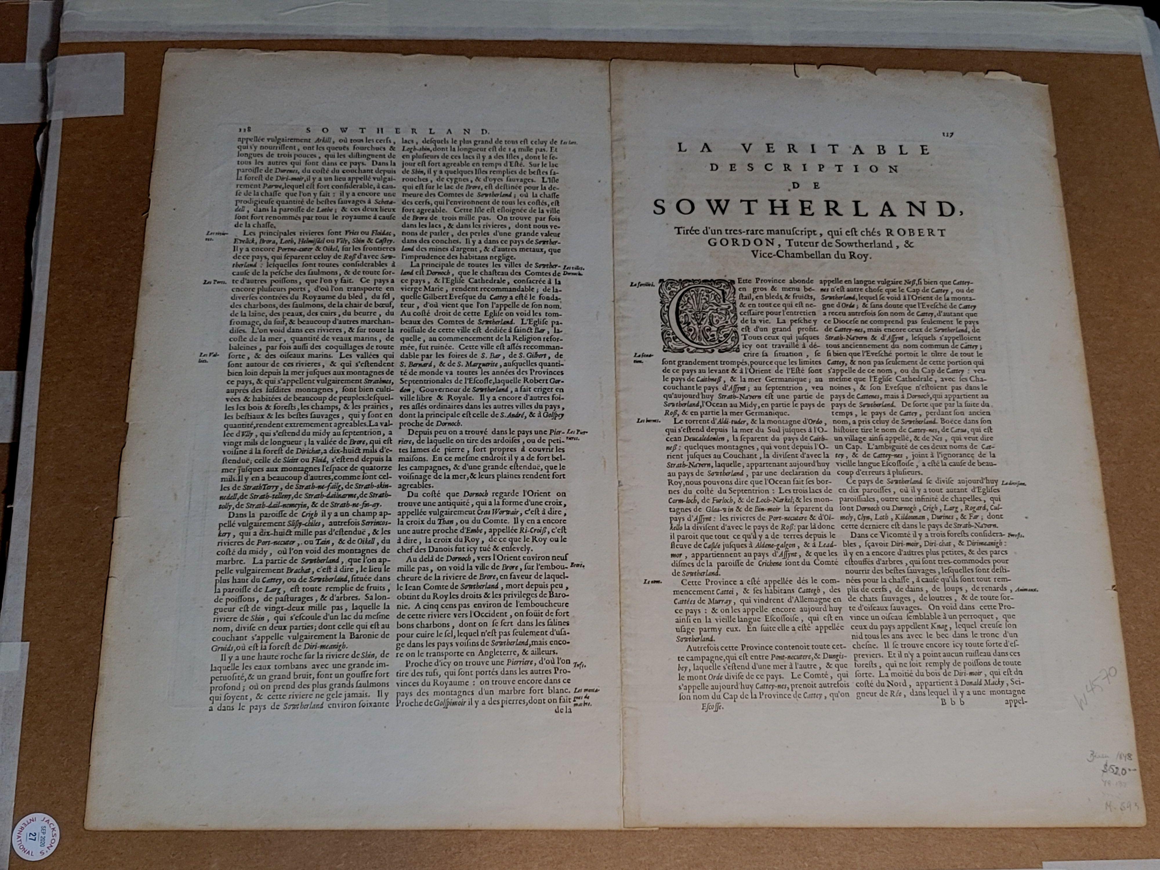 1654 Carte de Joan Blaeu représentant le Sutherland, Écosse, intitulée « Southerlandia, »Ric0007 en vente 1
