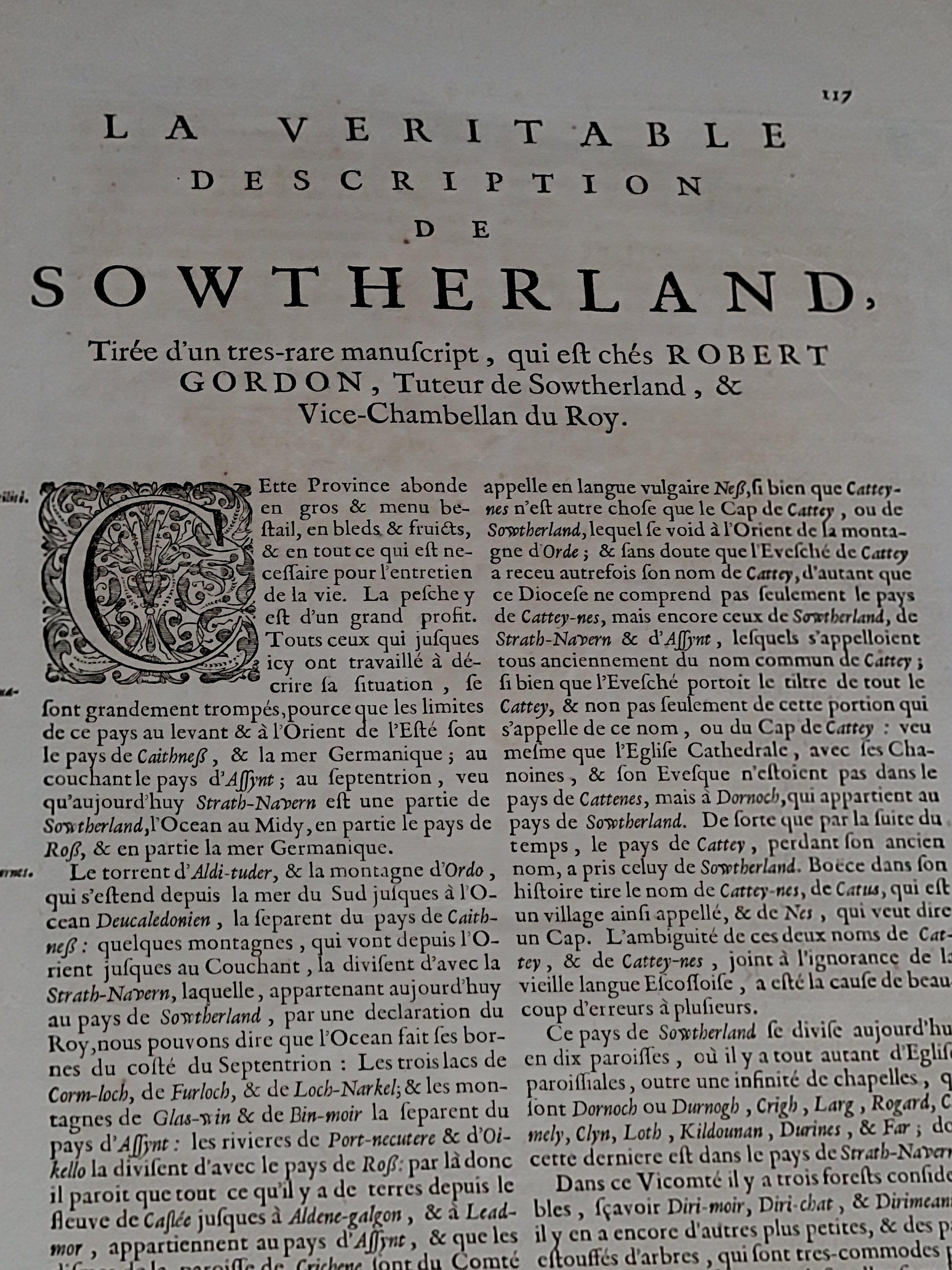 1654 Carte de Joan Blaeu représentant le Sutherland, Écosse, intitulée « Southerlandia, »Ric0007 en vente 2