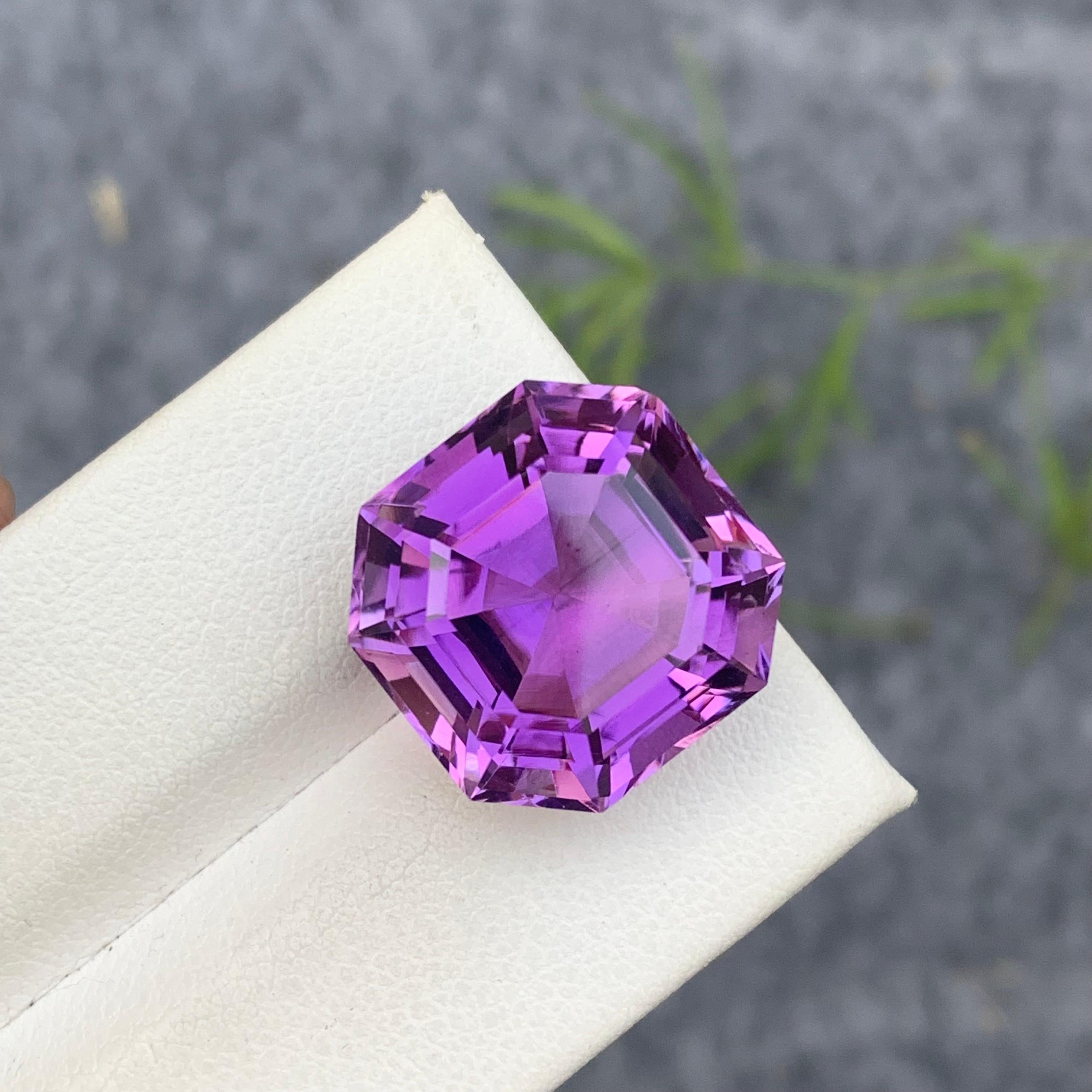 16.55 Carat Natural Loose Purple Amethyst Asscher Cut Gemstone from, Brazil 7