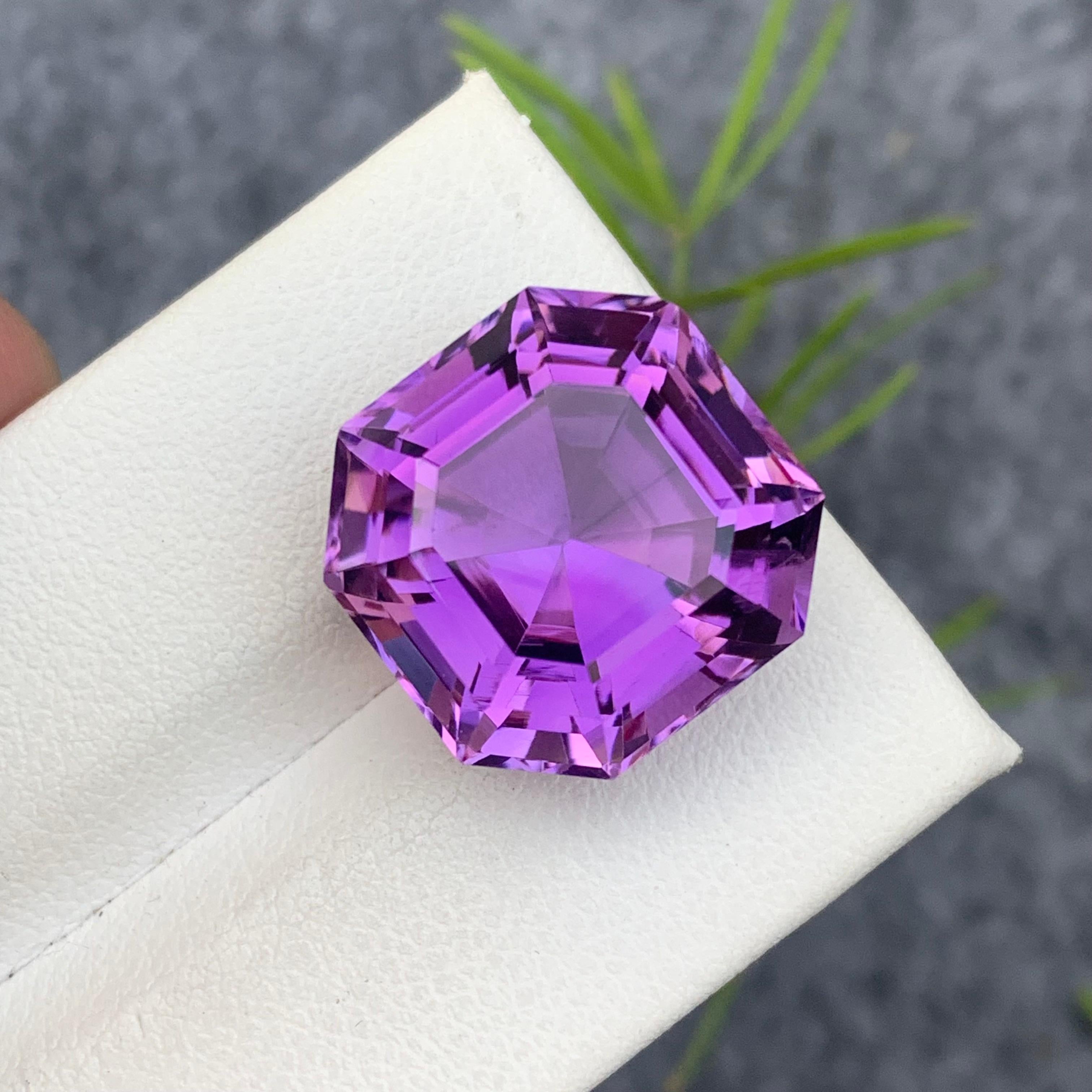 Anglo-Indian 16.55 Carat Natural Loose Purple Amethyst Asscher Cut Gemstone from, Brazil