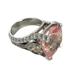 16.56 ctw Mid-Century Cushion Padparadscha Sapphire & Diamond Platinum Ring