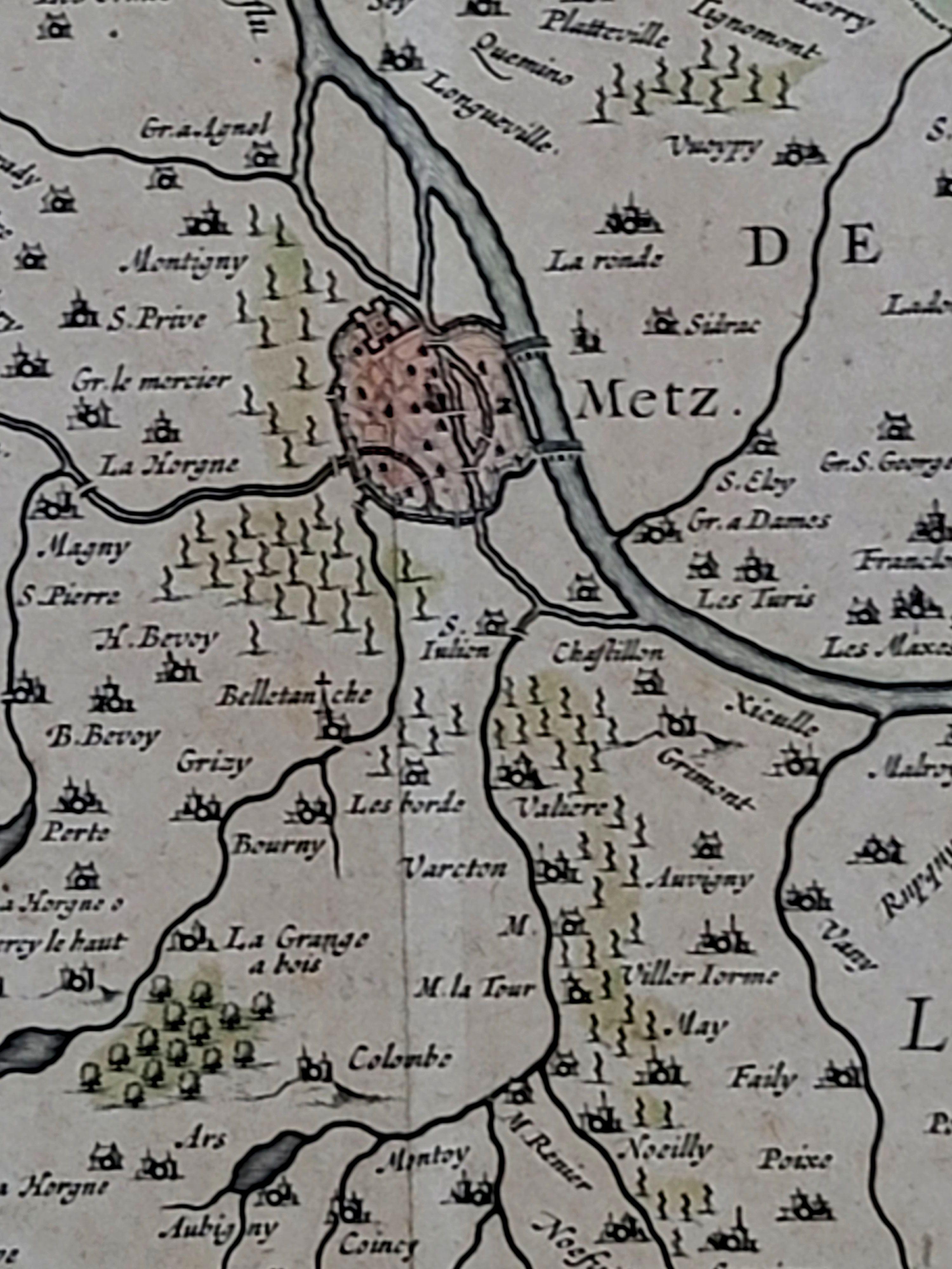 Paper 1656 Jansson Map Metz Region of France Entitled 