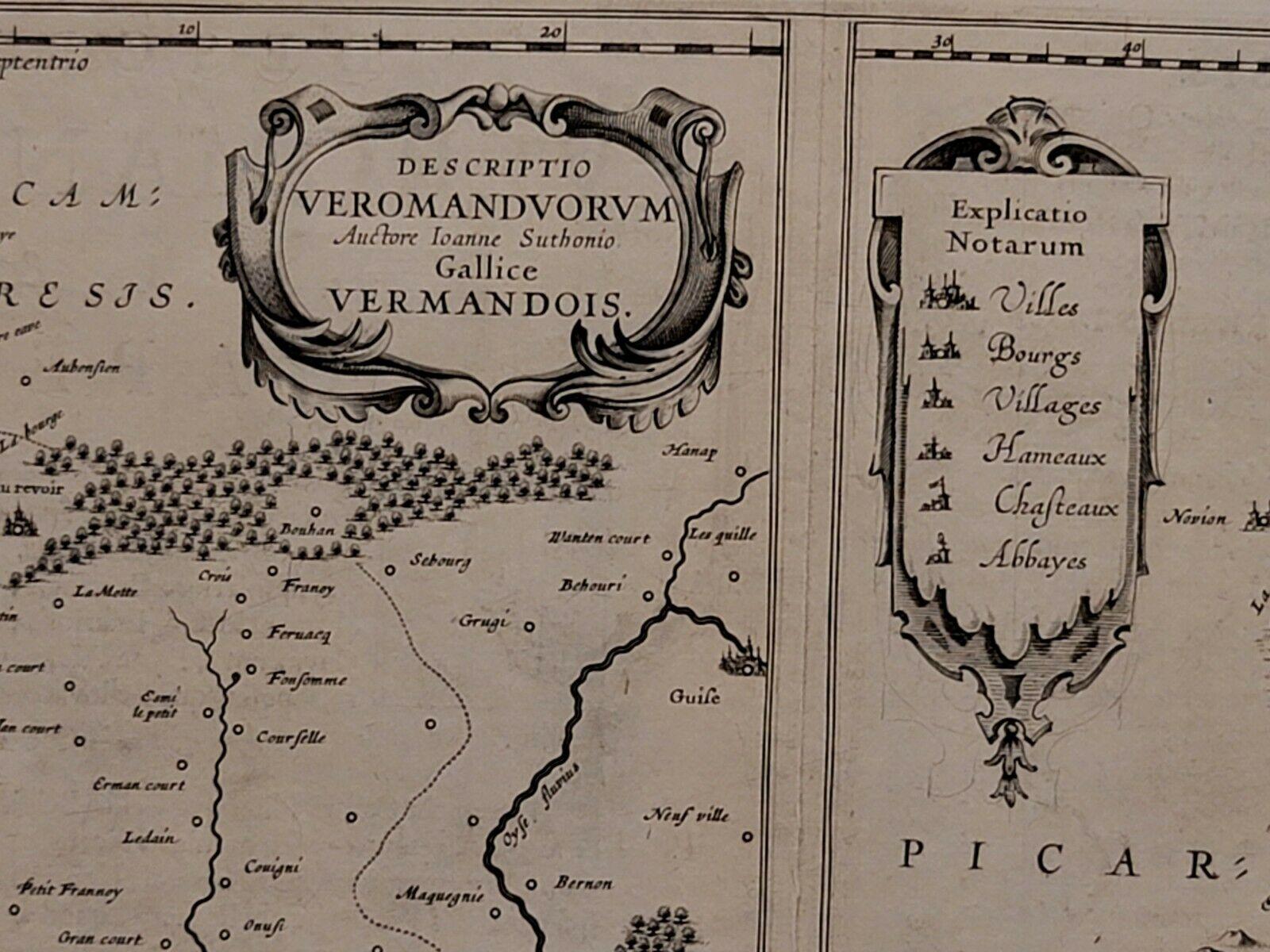 Inconnu Carte de 1657 Janssonius représentant Vermandois et Cappelle, Ric. A-004 en vente