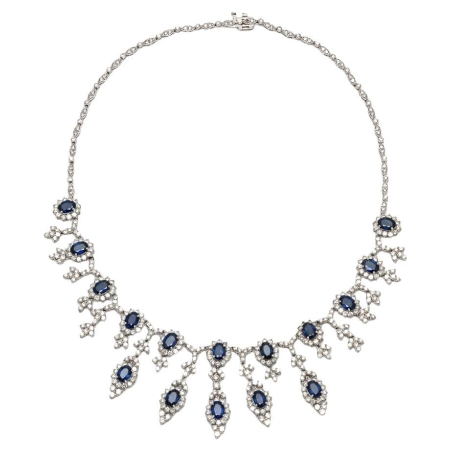16.58 Carat Sapphire and 16.52 Carat Diamond Necklace