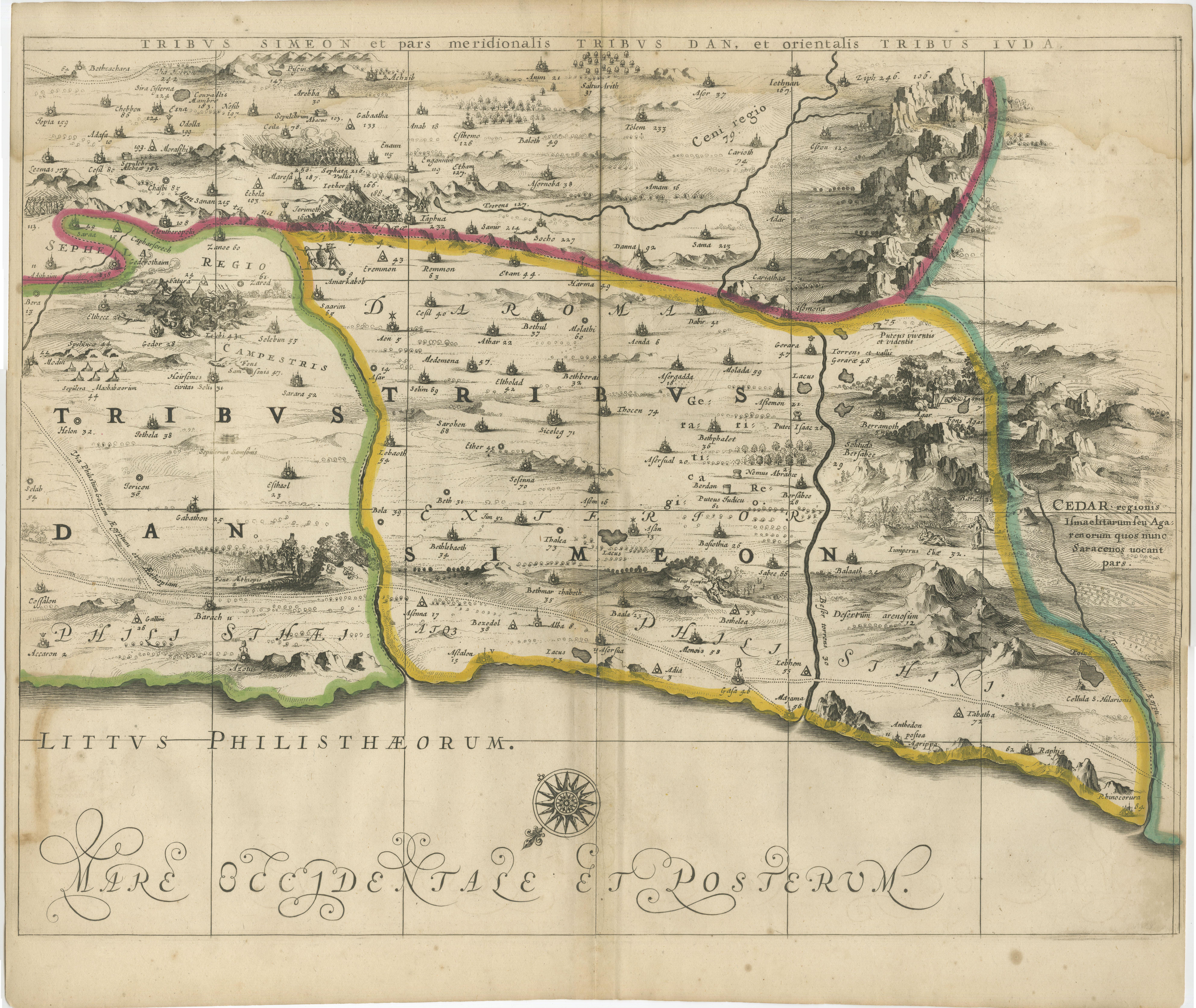 Dutch 1658 Large Map of the Holy Land by Jansson – Twelve Tribes of Israel in 6 Sheets For Sale