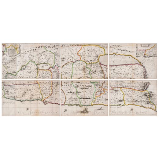 1658 Large Map of the Holy Land by Jansson – Twelve Tribes of Israel in 6 Sheets