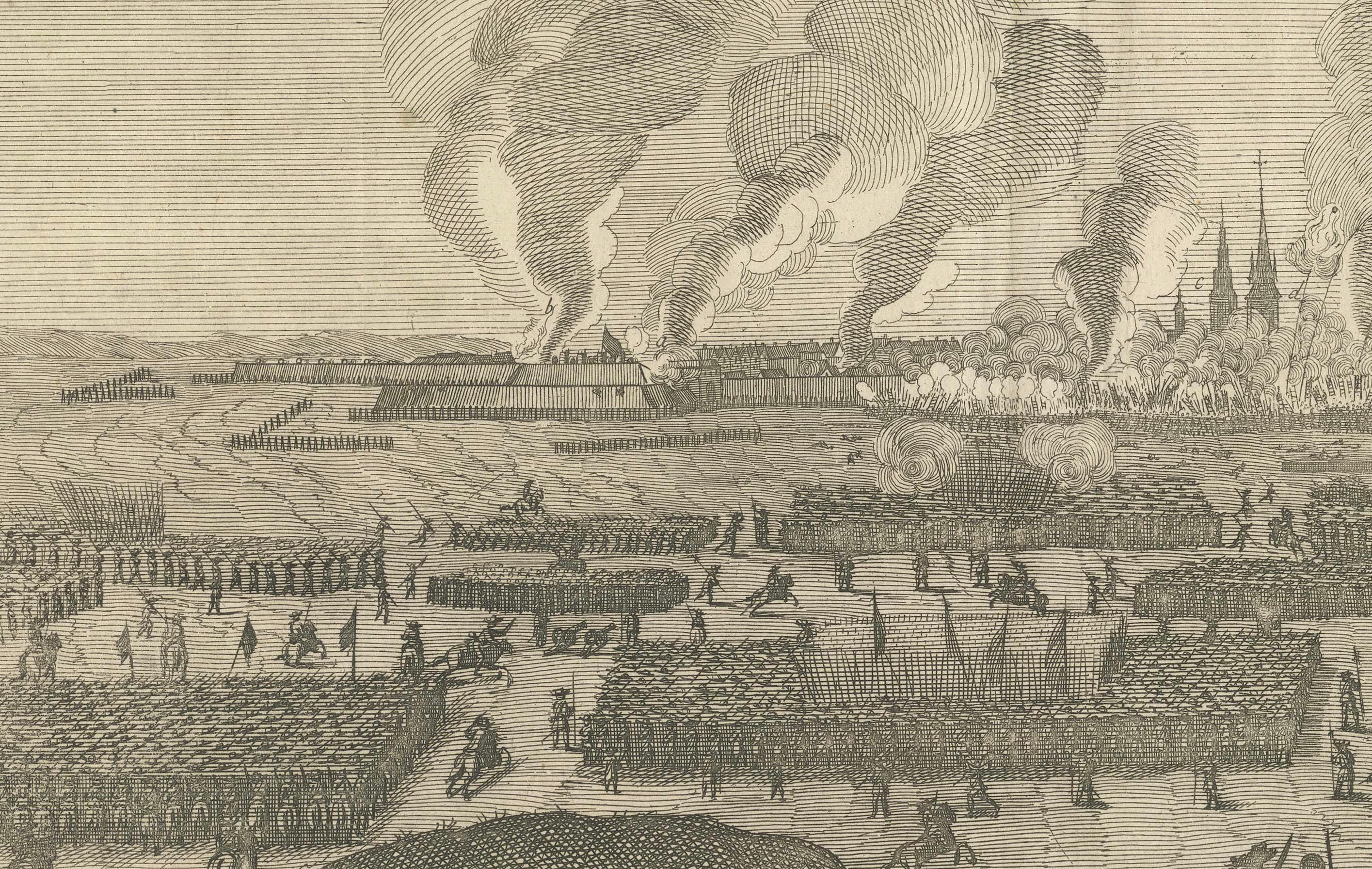 Inciso 1658 Assedio di Copenaghen da parte delle forze svedesi: Una prospettiva panoramica in vendita