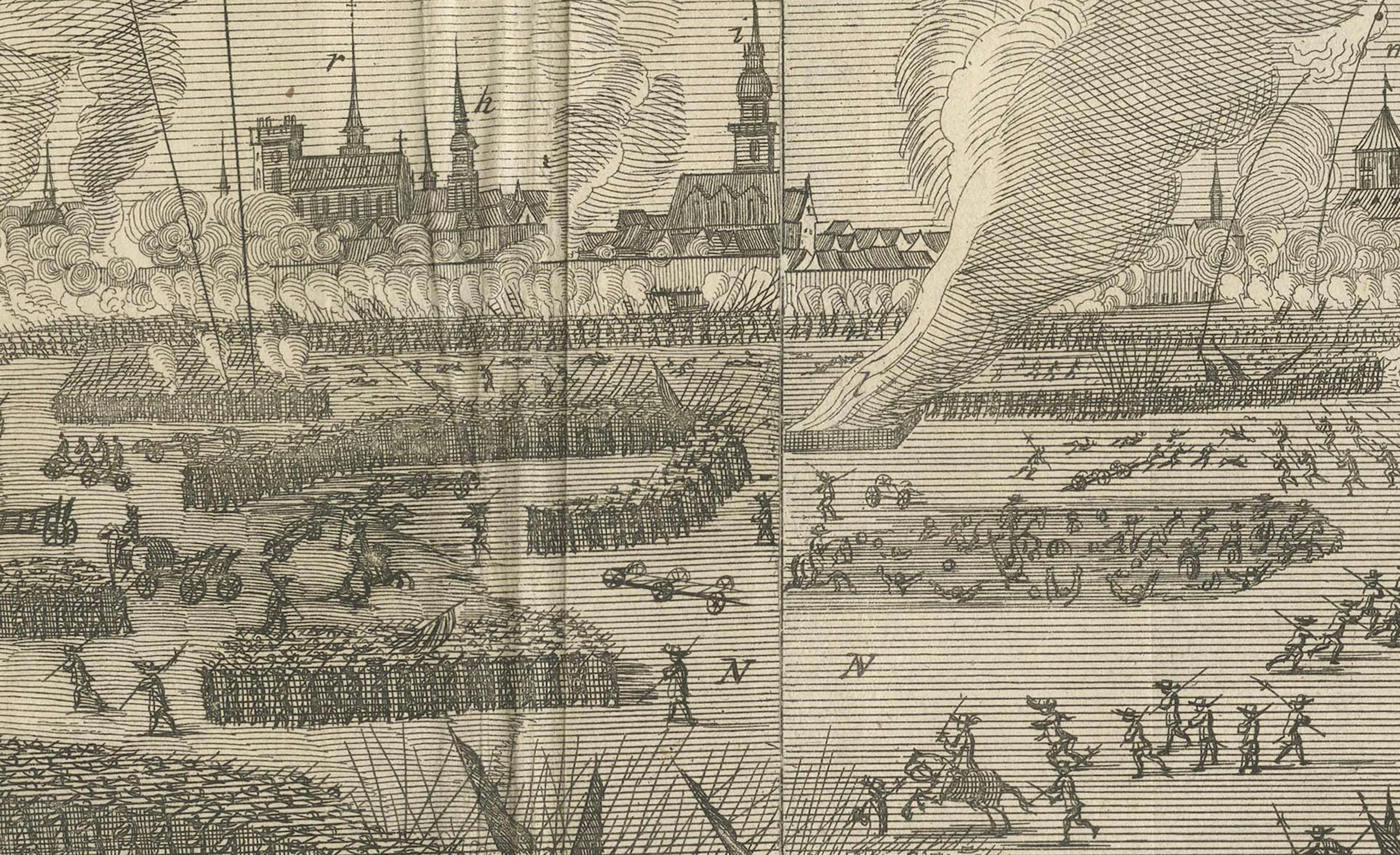 Carta 1658 Assedio di Copenaghen da parte delle forze svedesi: Una prospettiva panoramica in vendita