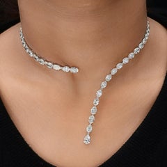 16.59 TCW Natural Diamond SI/H Line Necklace Engagement 14K White Gold Certified