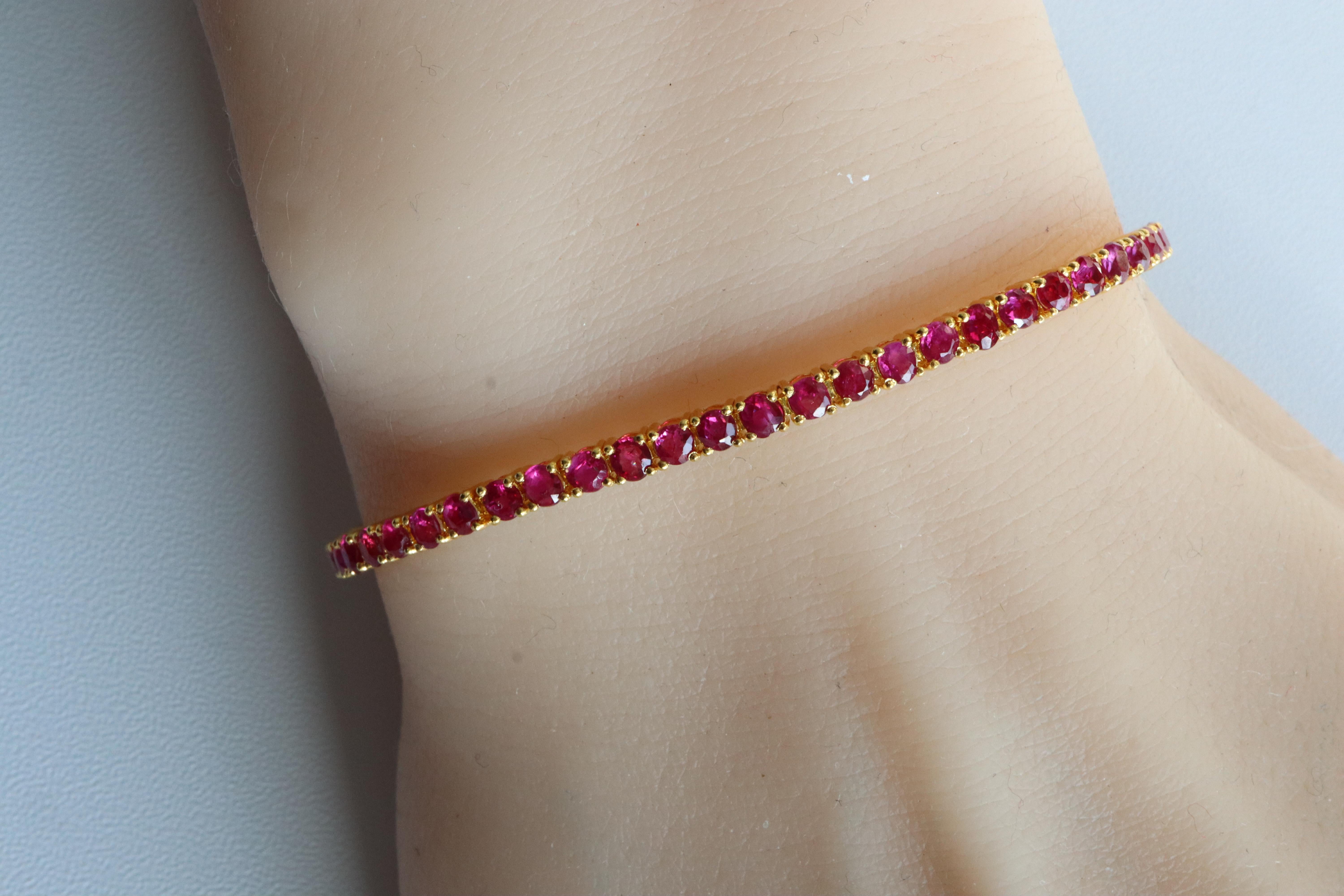 16.5cm (6.5)Bracelet de rubis birman non chauffé/Bracelet de tennis éternel Pour femmes en vente