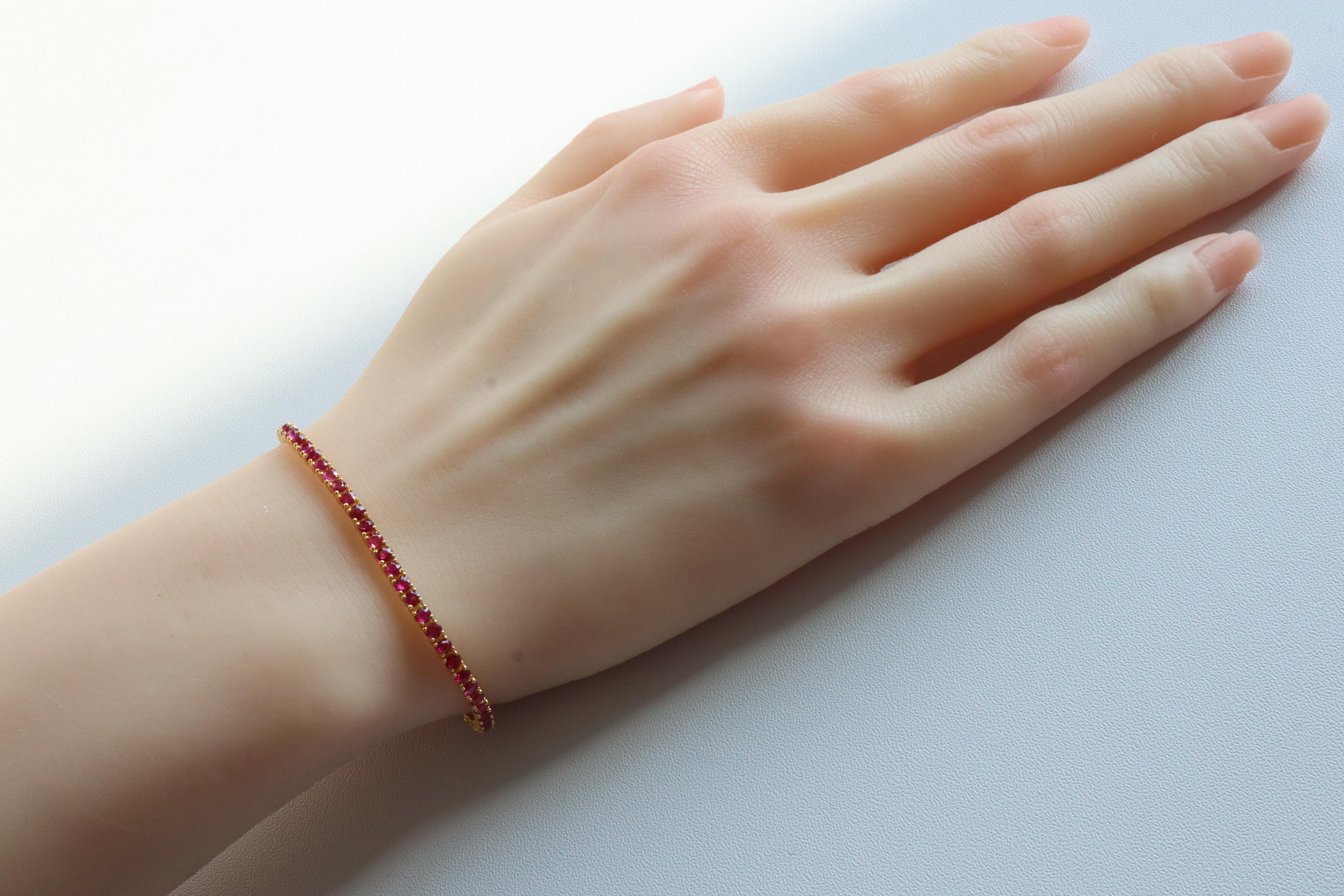 16.5cm (6.5)Bracelet de rubis birman non chauffé/Bracelet de tennis éternel en vente 1